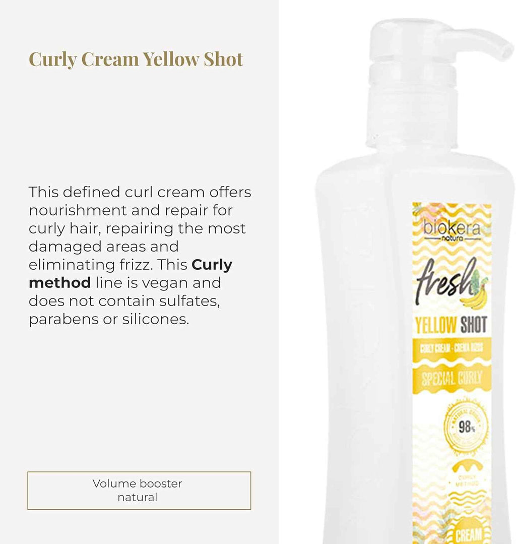 SALERM - Activador de Rizos en Crema - Curly Cream Yellow Shot - 300 ml - Biokera Fresh - Rizos Definidos - Hidratación Profunda del Cabello - Elimina el Encrespamiento - Sin Sulfatos ni Parabenos