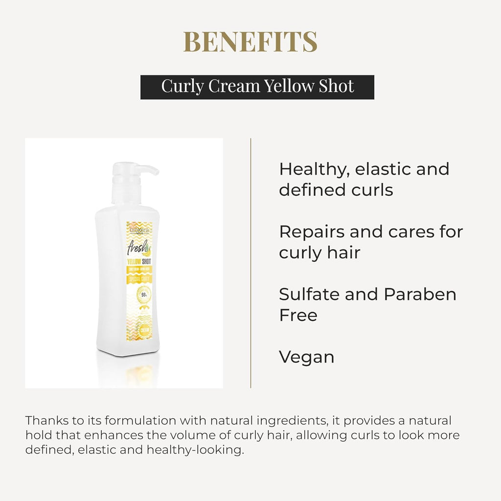 SALERM - Activador de Rizos en Crema - Curly Cream Yellow Shot - 300 ml - Biokera Fresh - Rizos Definidos - Hidratación Profunda del Cabello - Elimina el Encrespamiento - Sin Sulfatos ni Parabenos