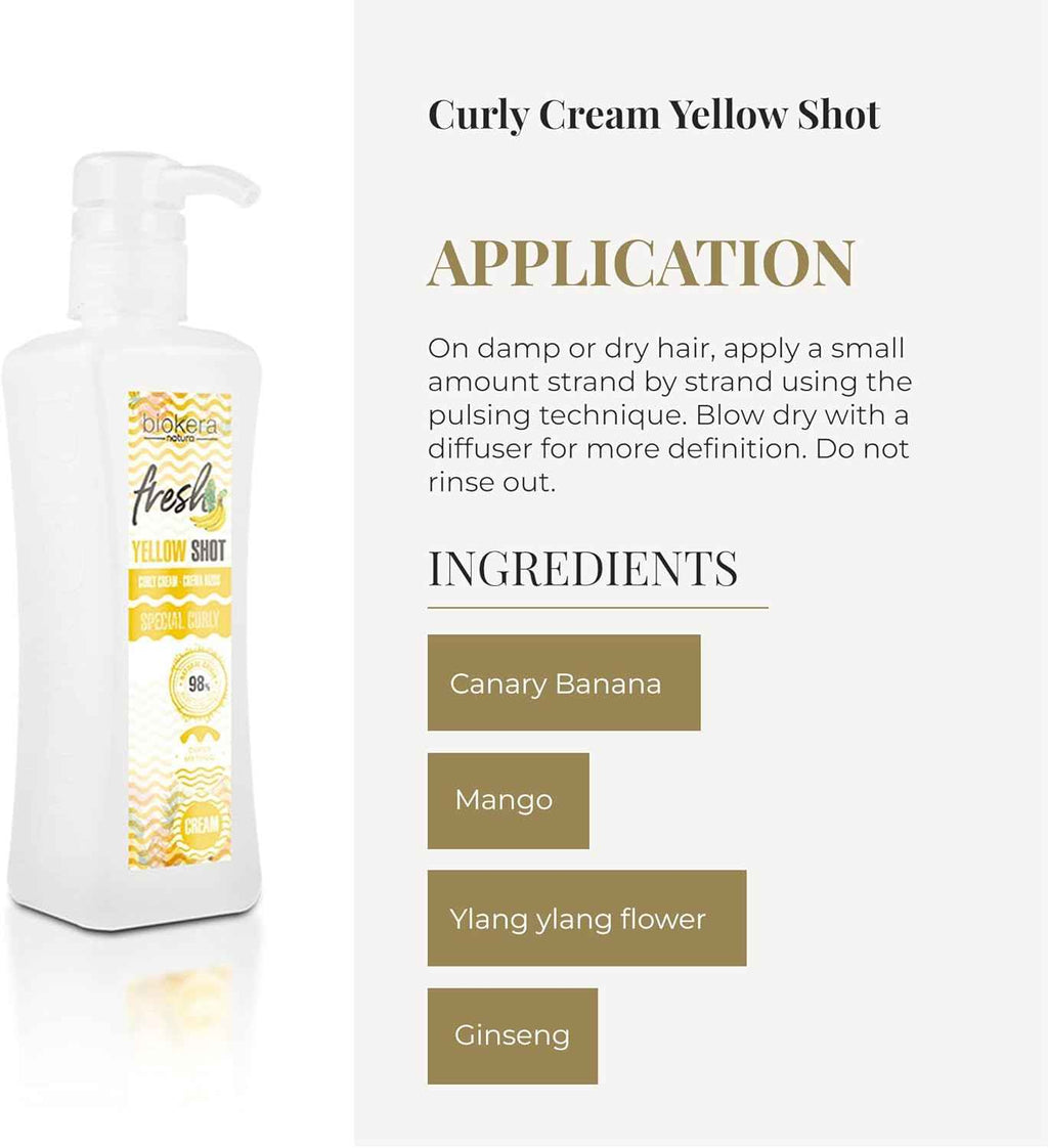 SALERM - Activador de Rizos en Crema - Curly Cream Yellow Shot - 300 ml - Biokera Fresh - Rizos Definidos - Hidratación Profunda del Cabello - Elimina el Encrespamiento - Sin Sulfatos ni Parabenos