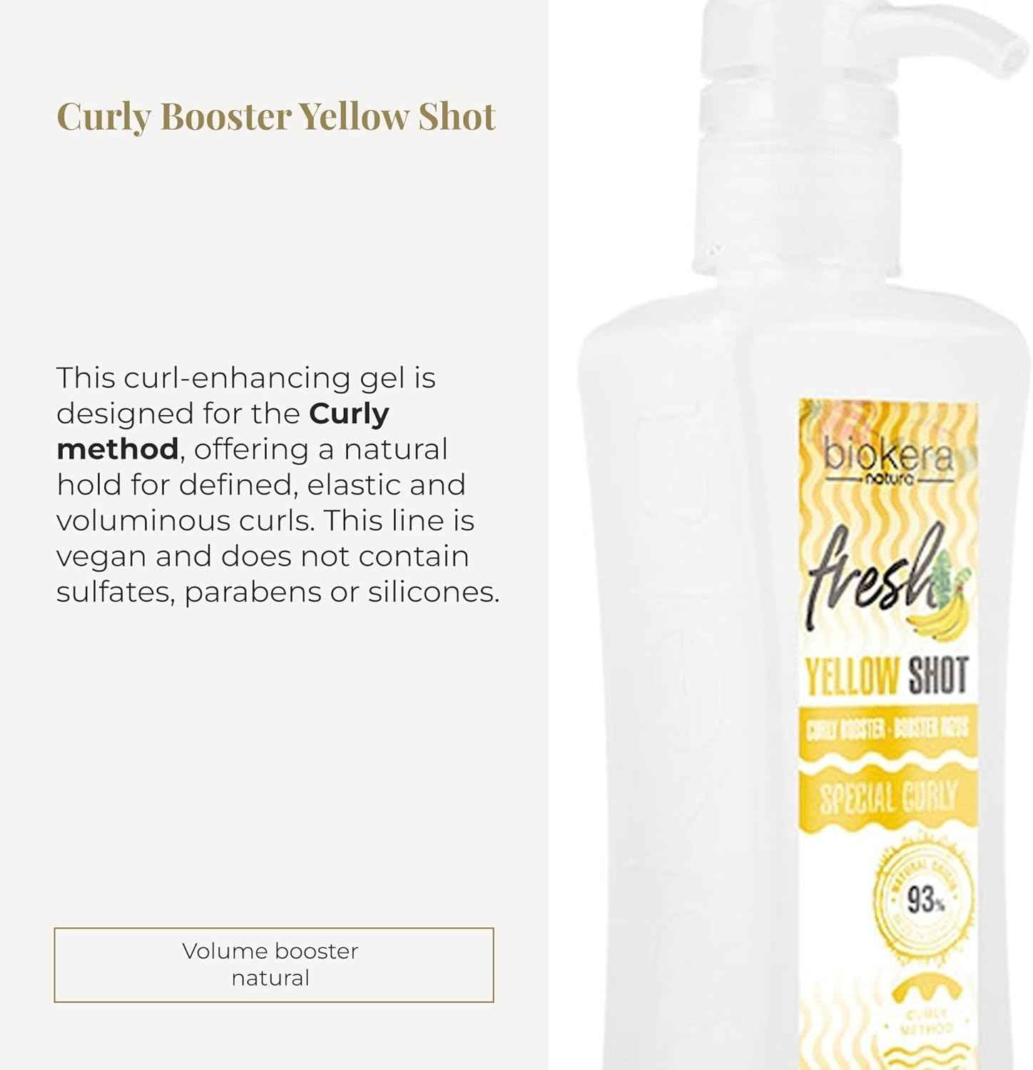 SALERM - Gel Activador de Rizos - Curly Booster Yellow Shot - 300 ml - Biokera Fresh - Rizos Definidos - Hidratación Profunda del Cabello - Fijación Natural - Sin Sulfatos ni Parabenos - Vegano