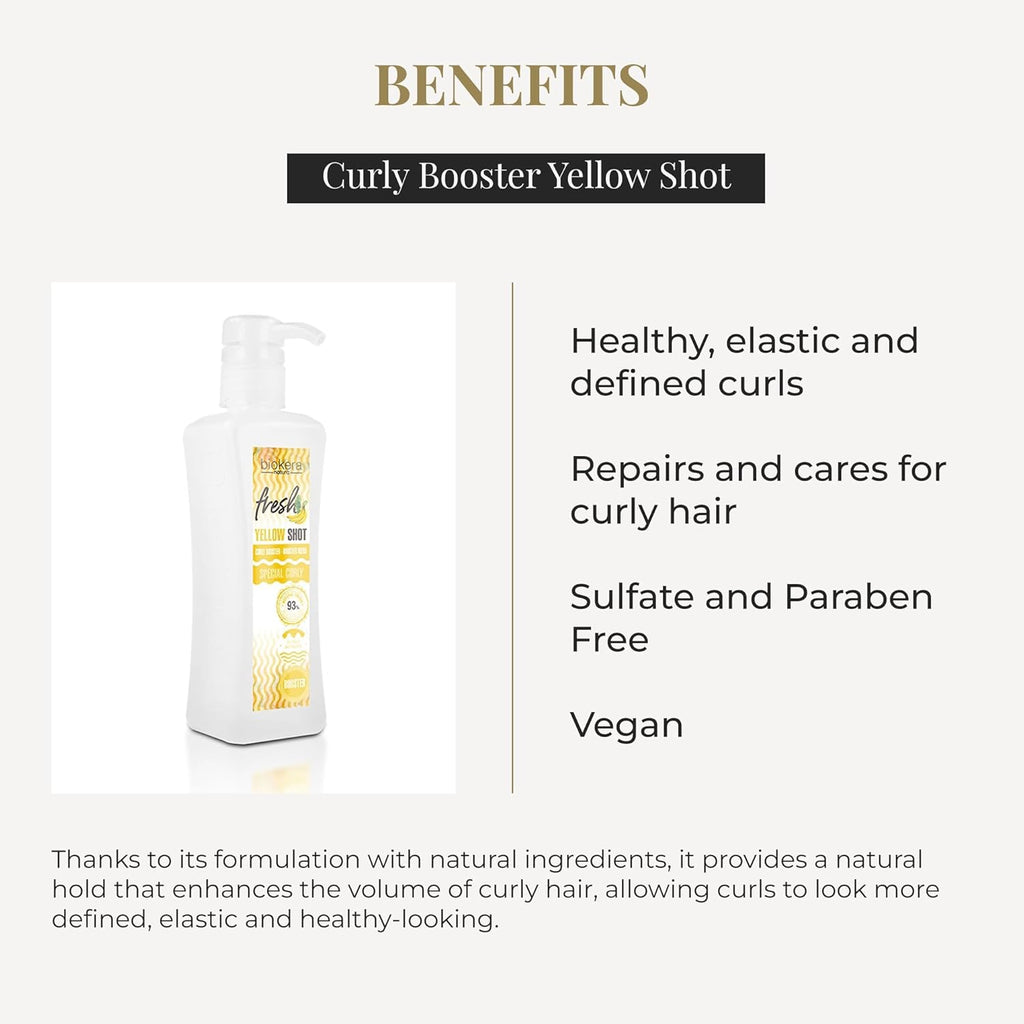 SALERM - Gel Activador de Rizos - Curly Booster Yellow Shot - 300 ml - Biokera Fresh - Rizos Definidos - Hidratación Profunda del Cabello - Fijación Natural - Sin Sulfatos ni Parabenos - Vegano