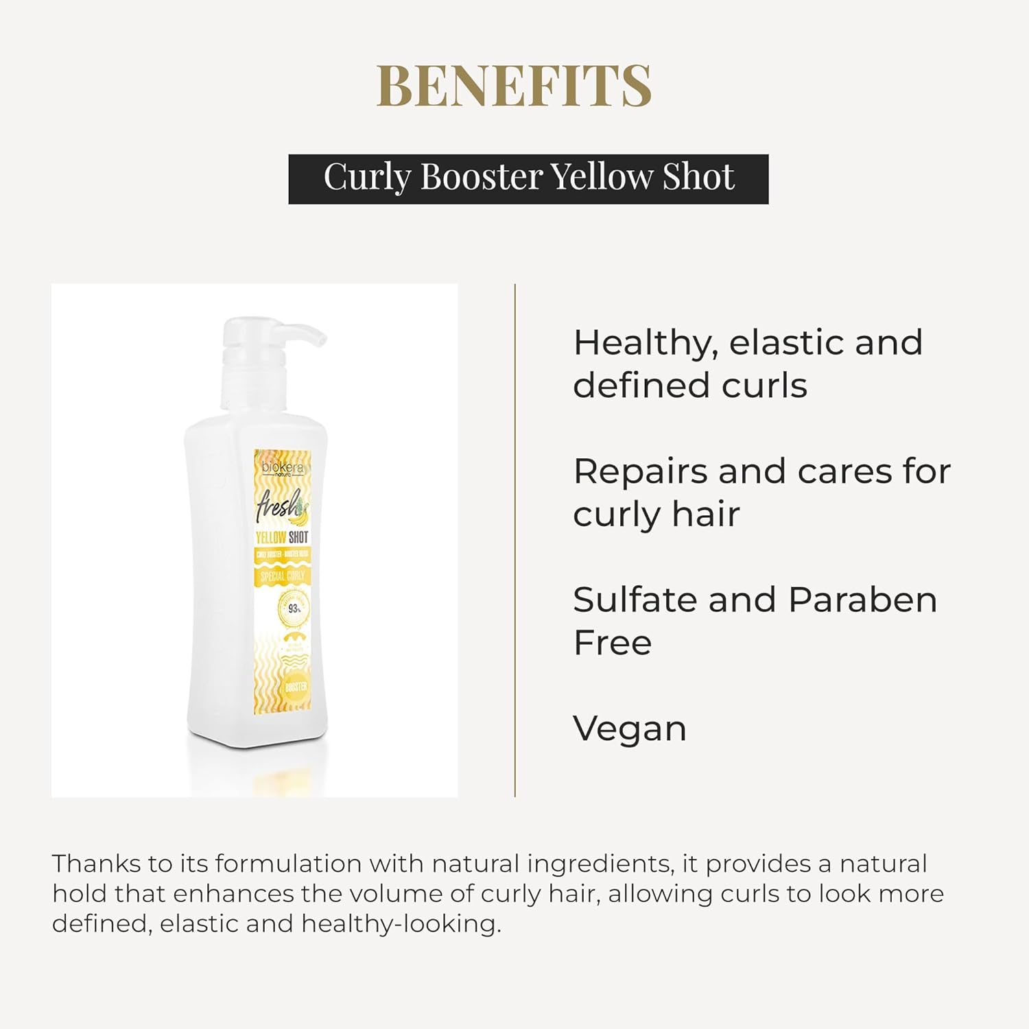 SALERM - Gel Activador de Rizos - Curly Booster Yellow Shot - 300 ml - Biokera Fresh - Rizos Definidos - Hidratación Profunda del Cabello - Fijación Natural - Sin Sulfatos ni Parabenos - Vegano