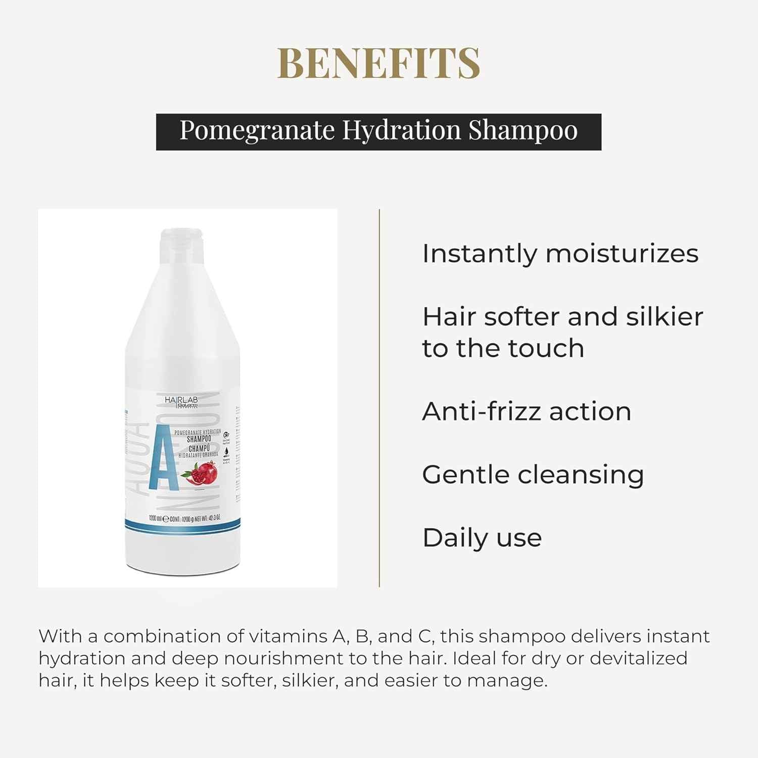SALERM - Champú Hidratante - Hair Lab Granada - 1200 ml - Limpieza Suave - Apto para Uso Diario - con Vitaminas A, B y C - sin Parabenos - Vegano - Olor a Fresa