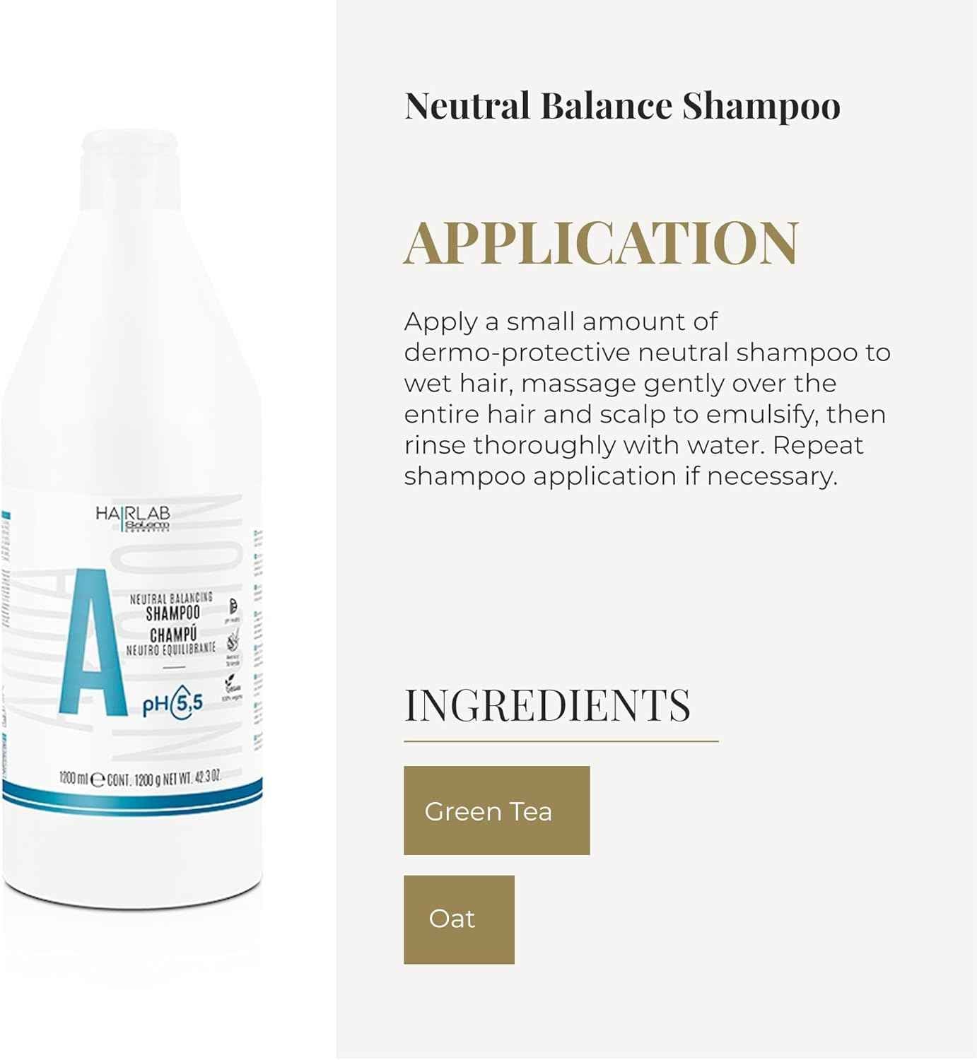 SALERM - Champú Neutro Dermoprotector - Hair Lab Neutral Balancing - 1200 ml - pH Neutro - para Todo Tipo de Cabellos - con VItaminas B y C - Hidrata y Cuida el Cuero Cabelludo - Anti Encrespamiento