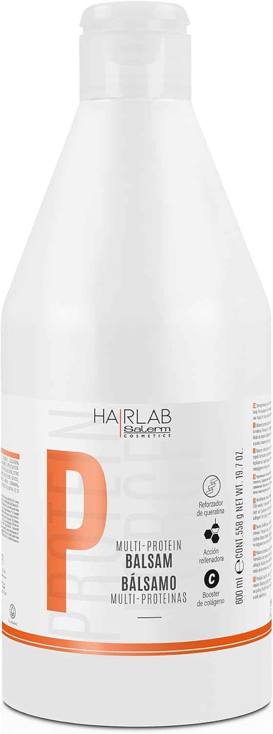 SALERM - Acondicionador Cabello - Bálsamo Multi-Proteínas Hair Lab - 600 ml - Repone la Falta de Queratina Natural - Proporciona Cuerpo a la Melena - Fortalece y Repara el Cabello - Sin Parabenos