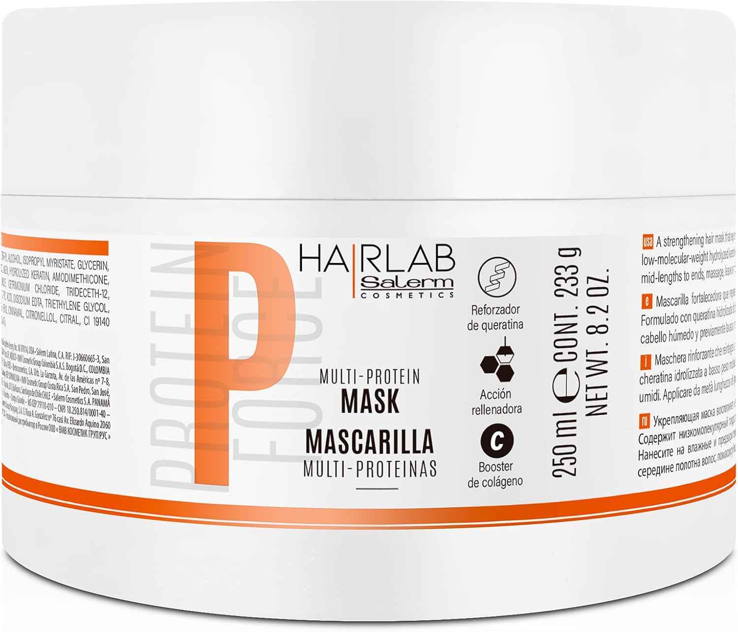 SALERM - Mascarilla Cabello Dañado - Multi-Proteínas Hair Lab - 250 ml - Repone la Falta de Queratina Natural - Proporciona Cuerpo a la Melena - Fortalece y Repara el Cabello - Sin Parabenos