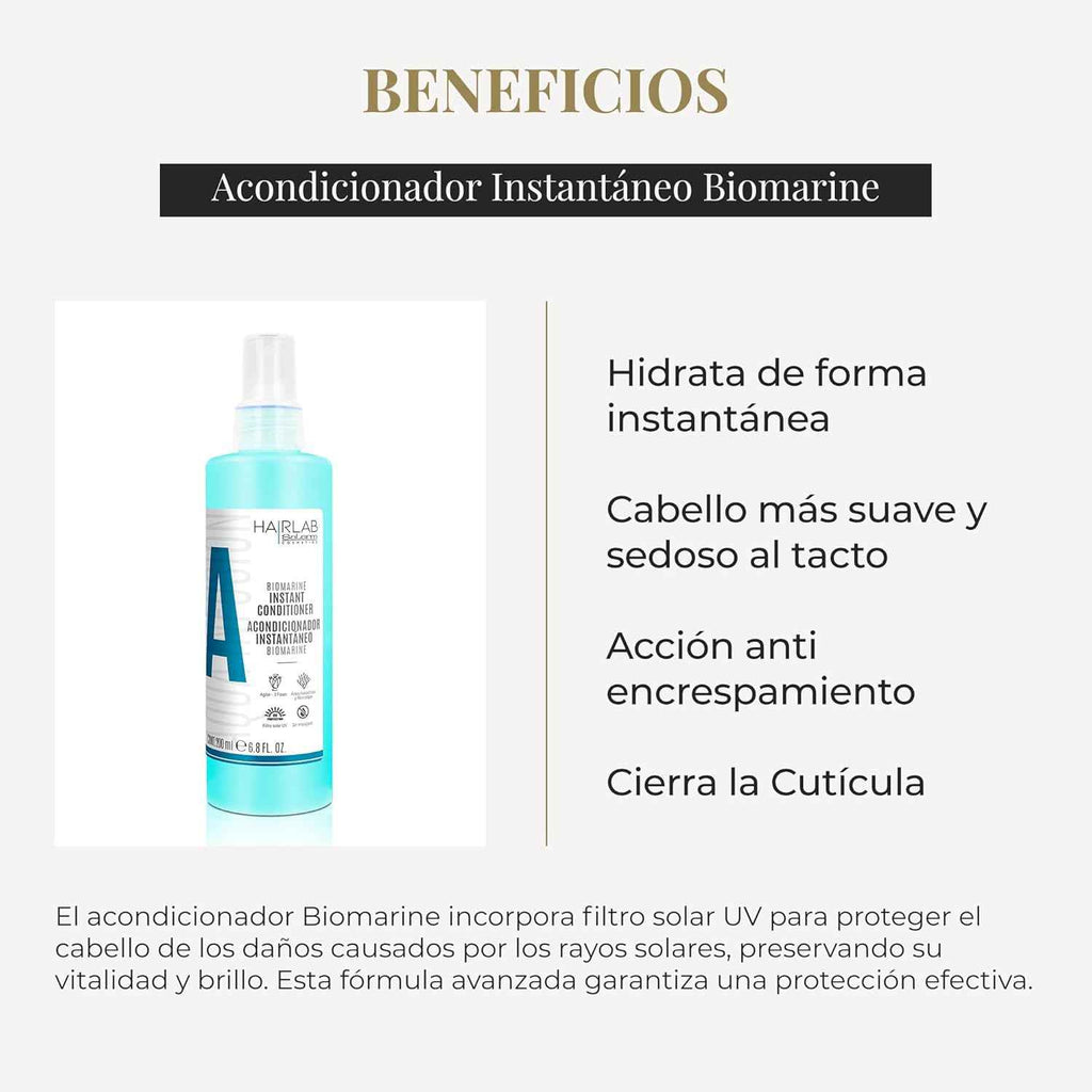 SALERM - Acondicionador Pelo sin Aclarado - Biomarine Hair Lab - 200 ml - Hidrata y Desenreda el Cabello - Cierra la Cutícula - Extracto de Algas Marinas y Ácido Hialurónico - Sin Parabenos