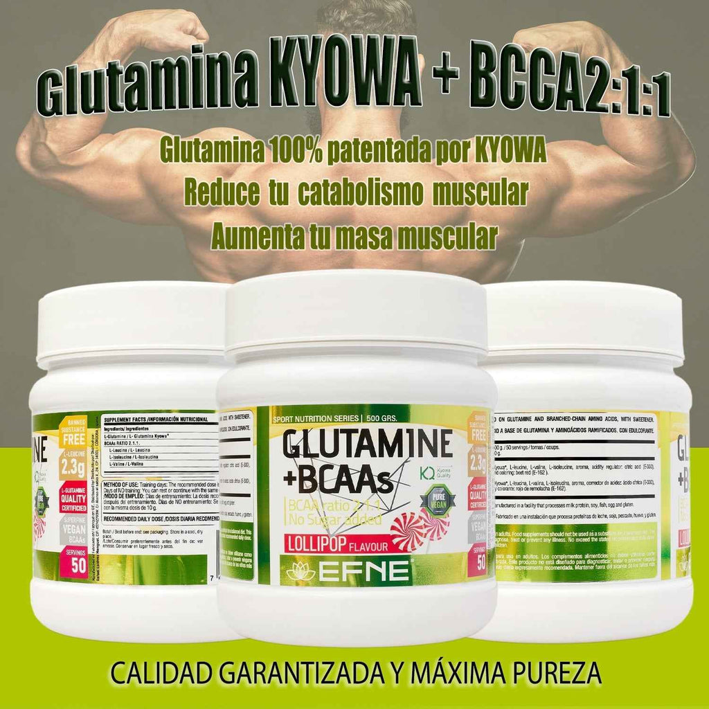 Glutamina Kyowa® + BCAA 2:1:1 500 gr EFNE – Recuperación Muscular Avanzada