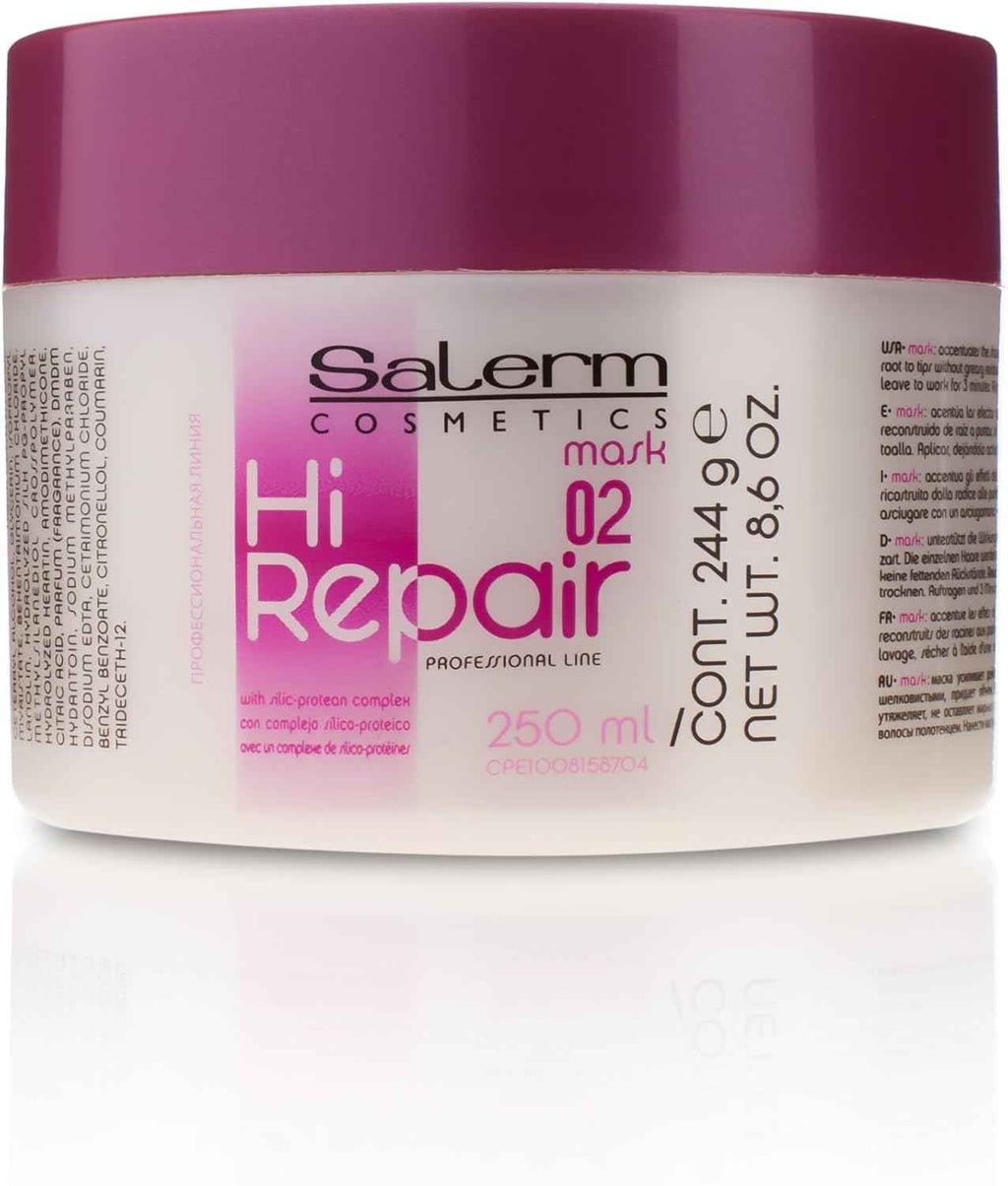SALERM - Mascarilla Reparadora Cabello - Hi Repair Mask 02-250 ml - Hidratación Profunda Cabello Dañado - Repara y Rejuvenece - Melena más Brillante y Suave - Efecto Inmediato