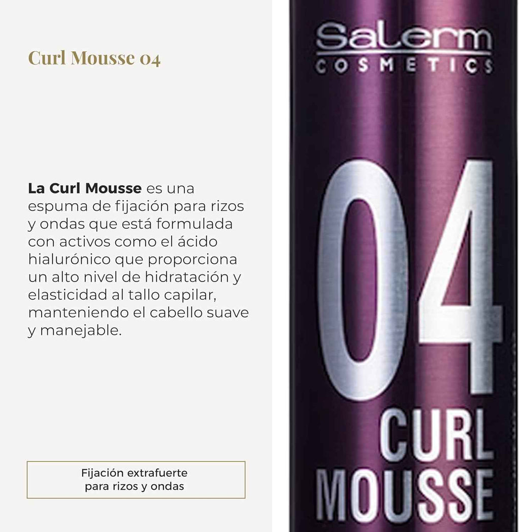 SALERM - Espuma Pelo Rizado - Pro Line Curl Mousse - 300 ml - Rizos más Definidos y Flexibles - Fijación Extrafuerte - Efecto Antihumedad - Protección del Color