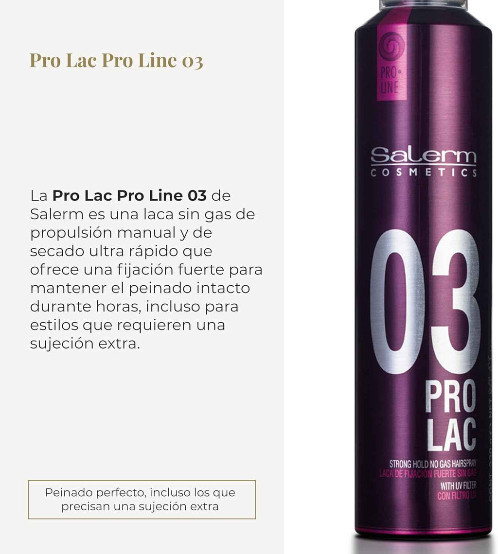 SALERM - Laca sin Gas - Pro Line Hair Spray 03-300 ml - Fijación Fuerte - con Filtro Solar UV - Efecto Anti Humedad - Conserva el Color - Protege el Cabello de las Agresiones Externas