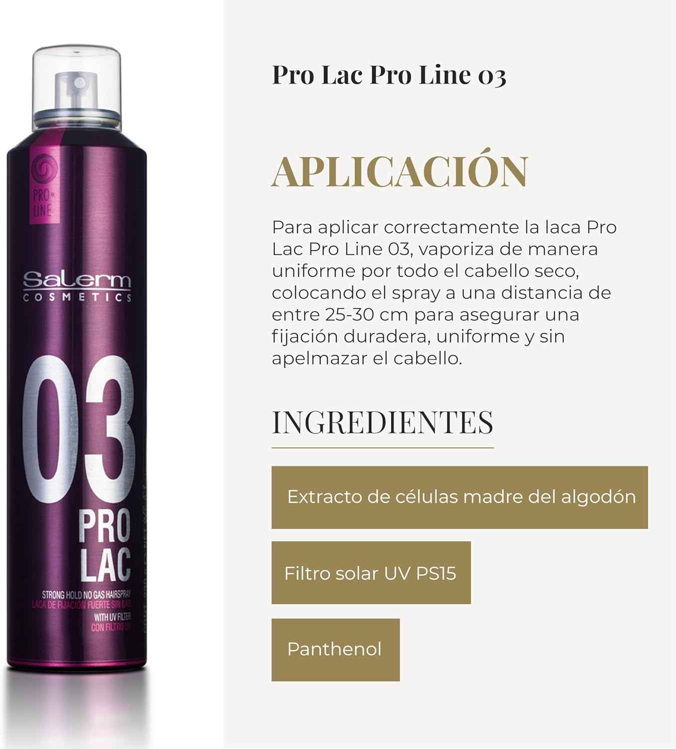 SALERM - Laca sin Gas - Pro Line Hair Spray 03-300 ml - Fijación Fuerte - con Filtro Solar UV - Efecto Anti Humedad - Conserva el Color - Protege el Cabello de las Agresiones Externas