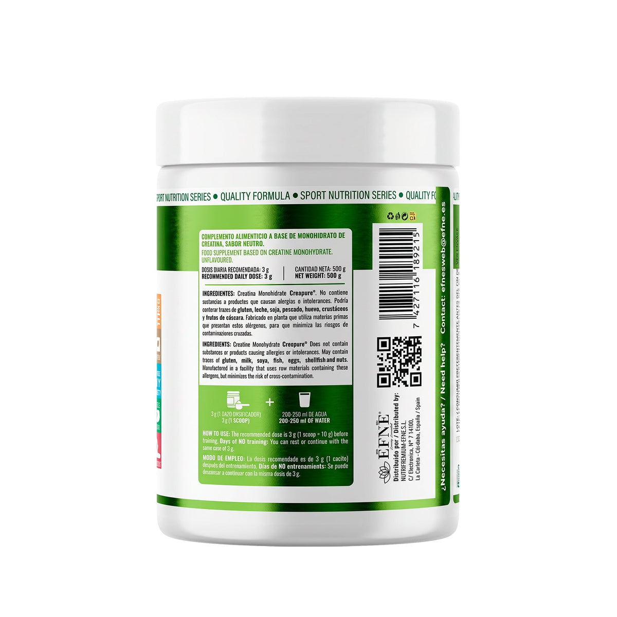 Creatina Monohidrato EFNE – Creapure® 100% Pura Sin Sabor