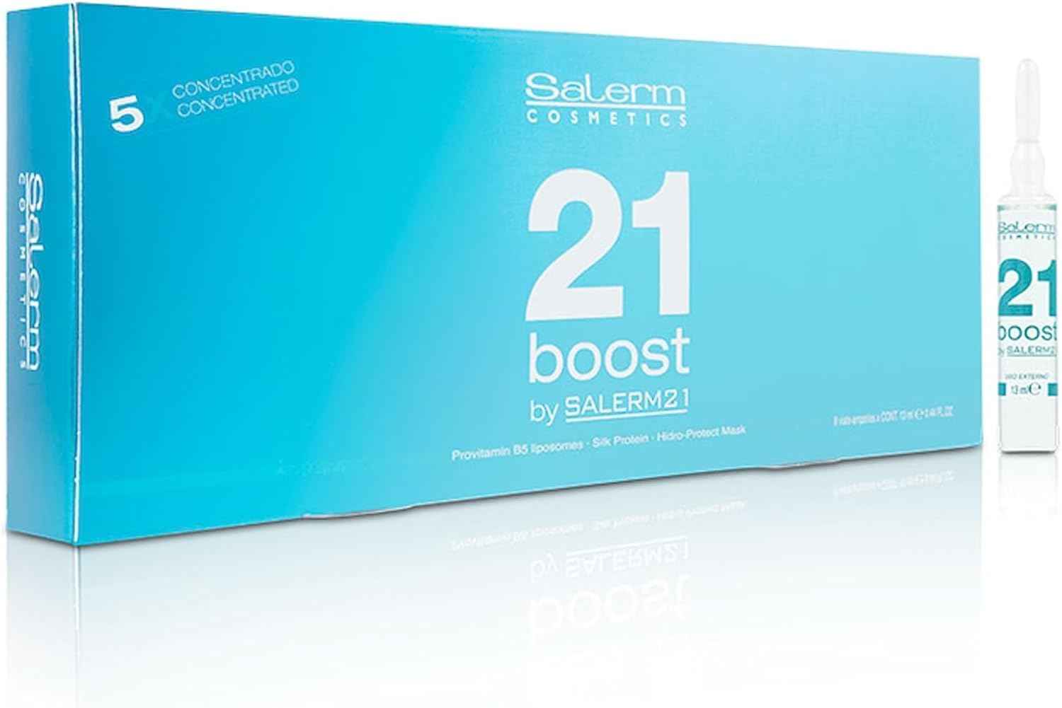 SALERM - Mascarilla Capilar Concentrada - Salerm 21 Boost Ampollas Hidratantes para el Cabello - 8 x 13 ml - Repara el Cabello - con Protector Térmico - Antipolución y Anti Frizz