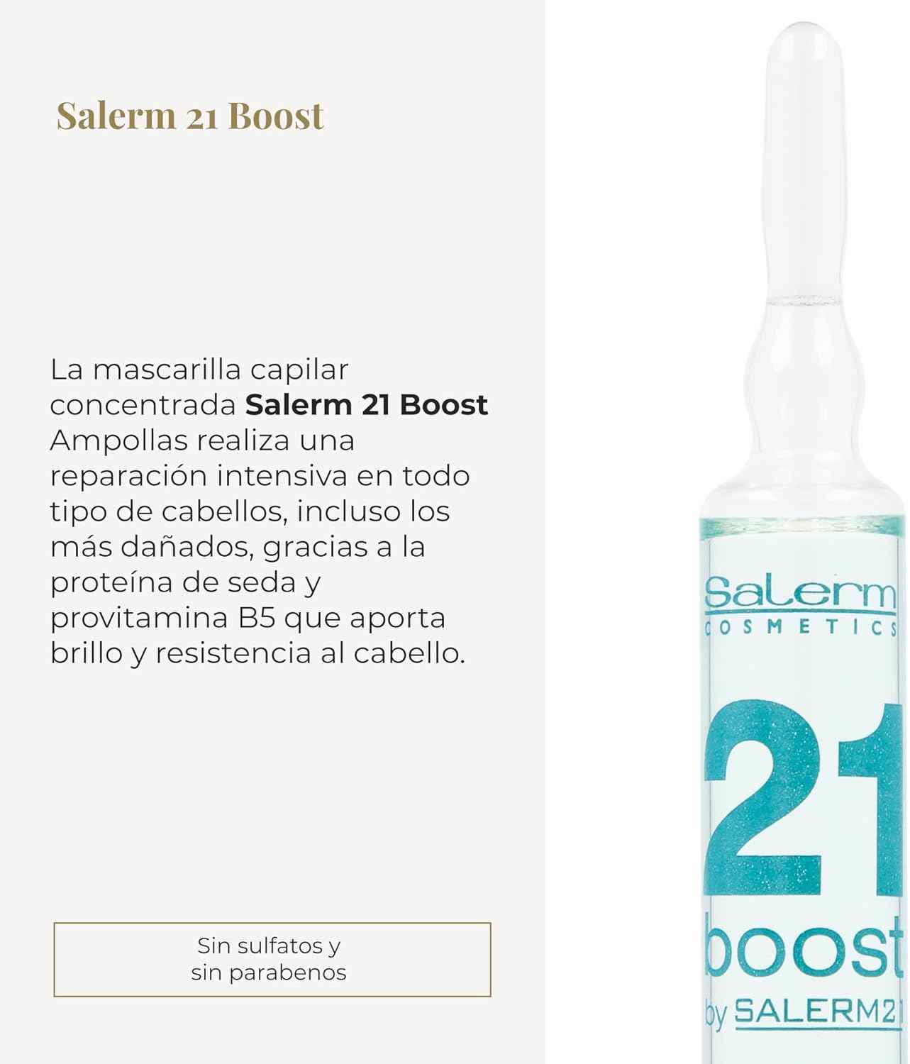 SALERM - Mascarilla Capilar Concentrada - Salerm 21 Boost Ampollas Hidratantes para el Cabello - 8 x 13 ml - Repara el Cabello - con Protector Térmico - Antipolución y Anti Frizz