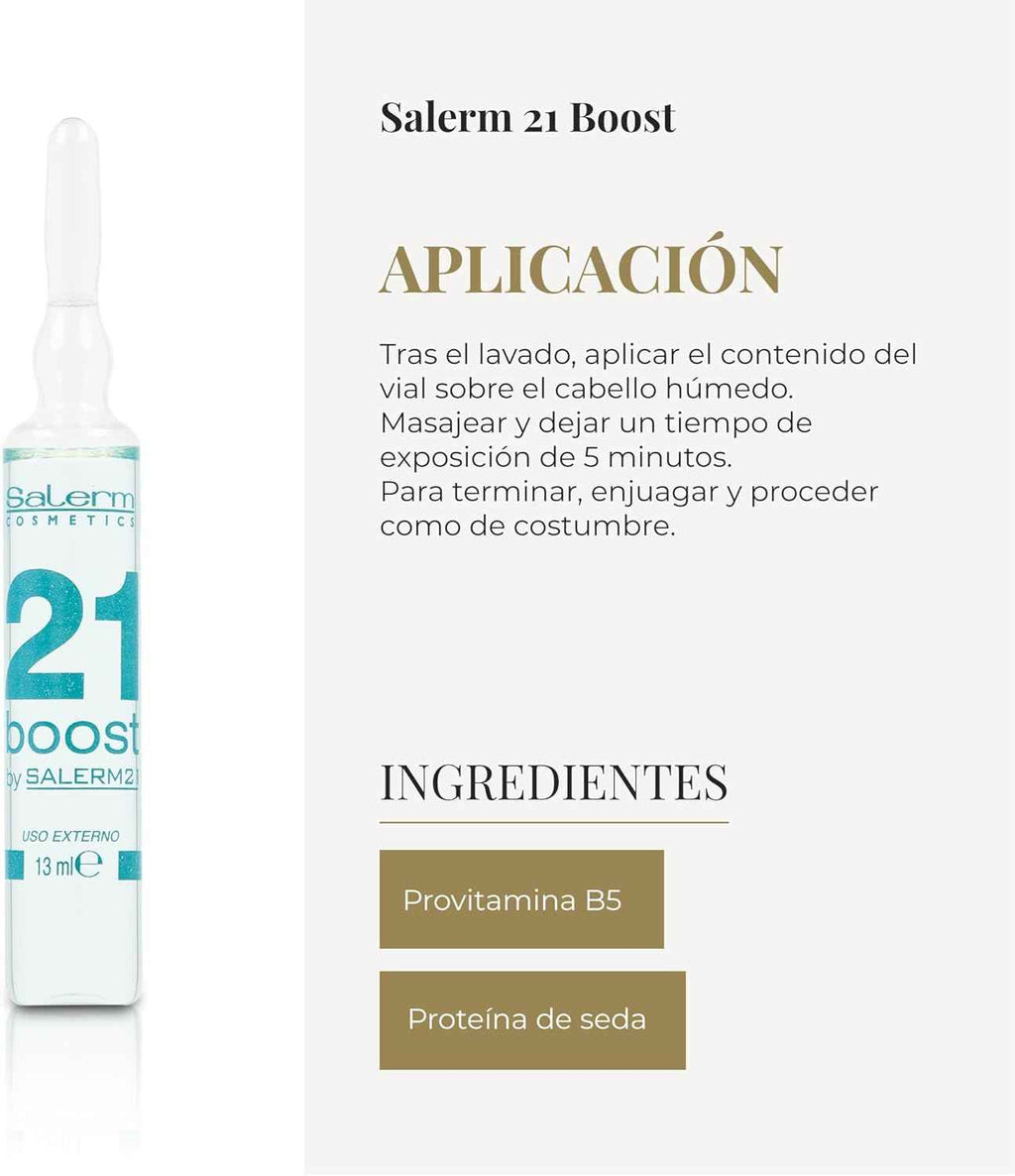 SALERM - Mascarilla Capilar Concentrada - Salerm 21 Boost Ampollas Hidratantes para el Cabello - 8 x 13 ml - Repara el Cabello - con Protector Térmico - Antipolución y Anti Frizz