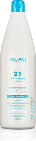 SALERM - Champú Hidratante - Salerm 21 Silk Protein - 1000 ml - Pelo Seco y Dañado - Proteínas de Seda - Nutre, Repara y Revitaliza el Cabello - Protección Térmica