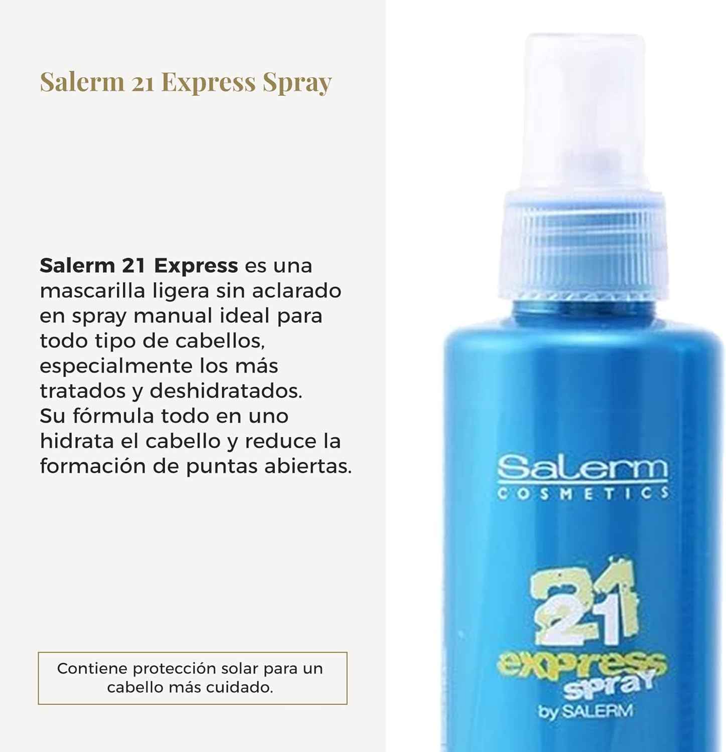SALERM - Mascarilla sin Aclarado - 21 Express Spray - 190 ml - con Proteína de Seda - Repara el Pelo Dañado - Hidrata el Cabello - con Protector Térmico para el Pelo - Frizz Control