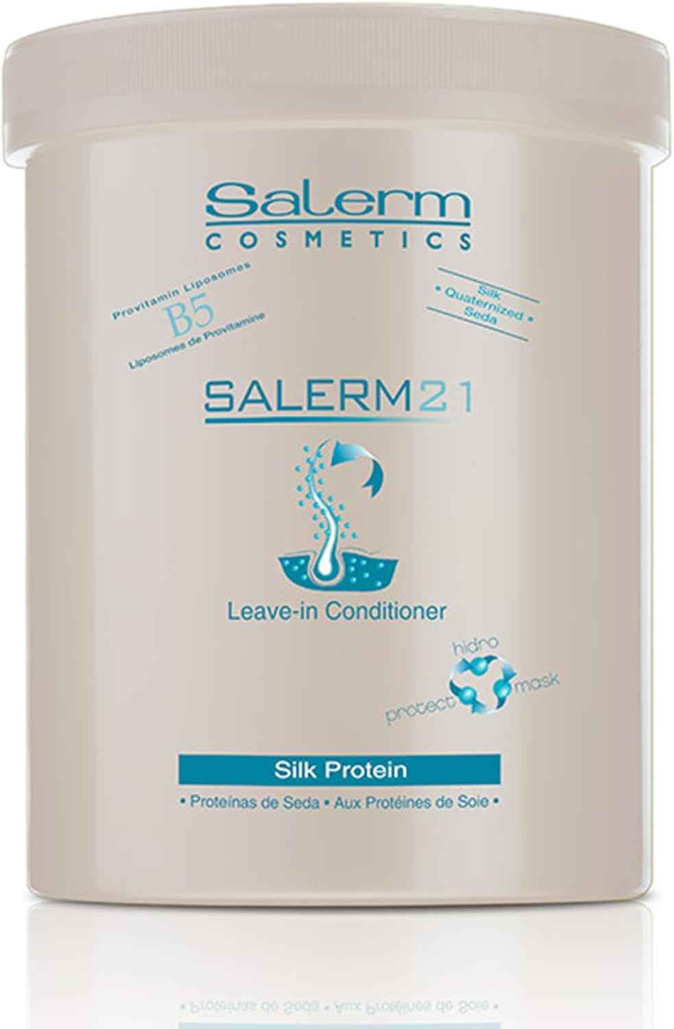 SALERM - Acondicionador de Pelo Instantáneo - Salerm 21 Silk Protein - 1000 ml - Acondicionador sin Aclarado o con Aclarado - con Proteínas de Seda - Protector del Calor e Hidratante