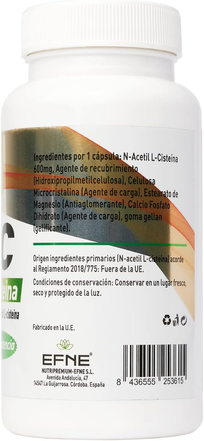 NAC 600mg - N-Acetilcisteína Pura | Glutatión y Salud Pulmonar - EFNE