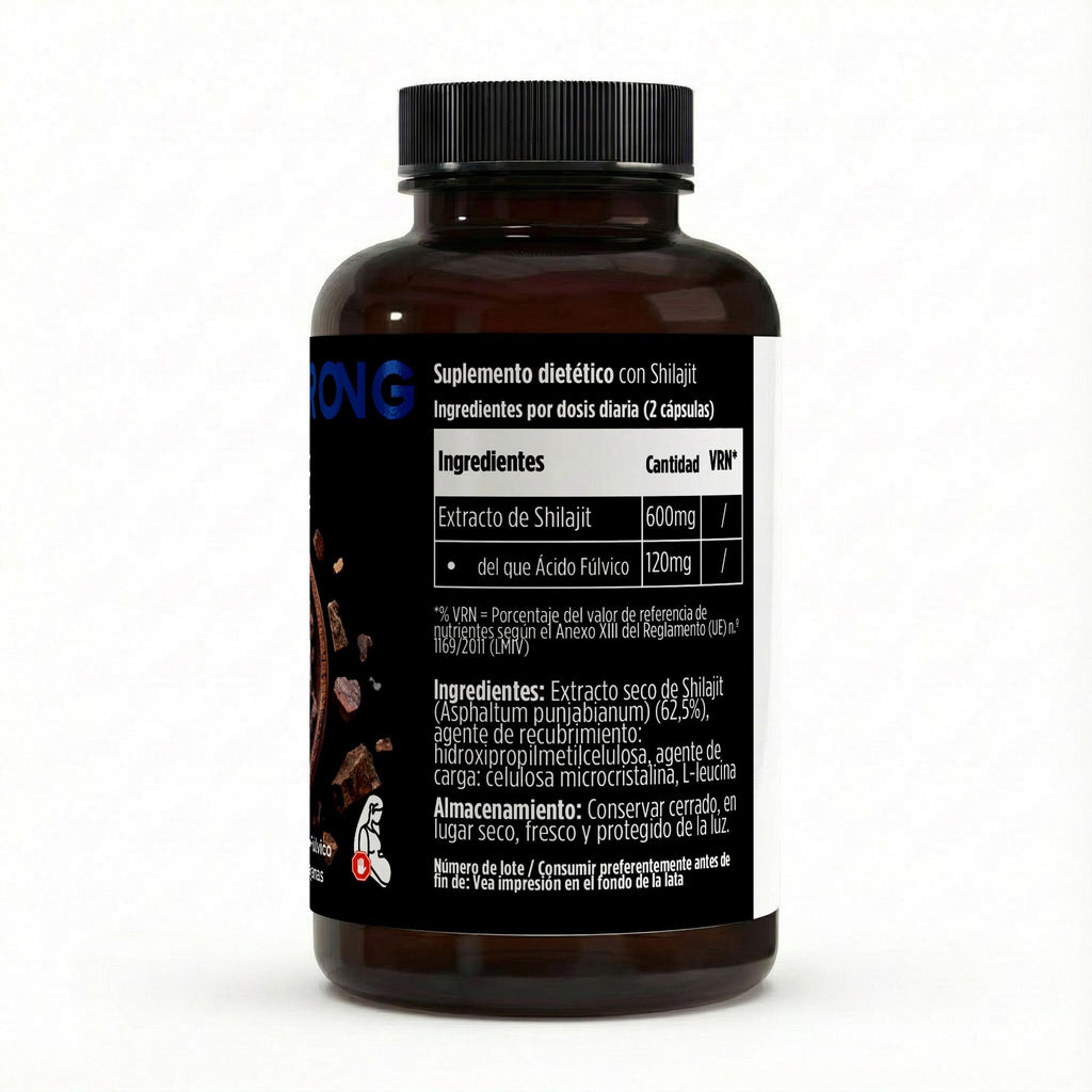 Bote de Shilajit en cápsulas vegetales – 90 cápsulas – extracto seco (Asphaltum punjabianum)