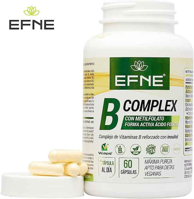 COMPLEJO DE VITAMINA B COMPLEX CON METILFOLATO. Forma Activa Ácido Fólico. (Deficiencias por veganismo, Agotamiento)