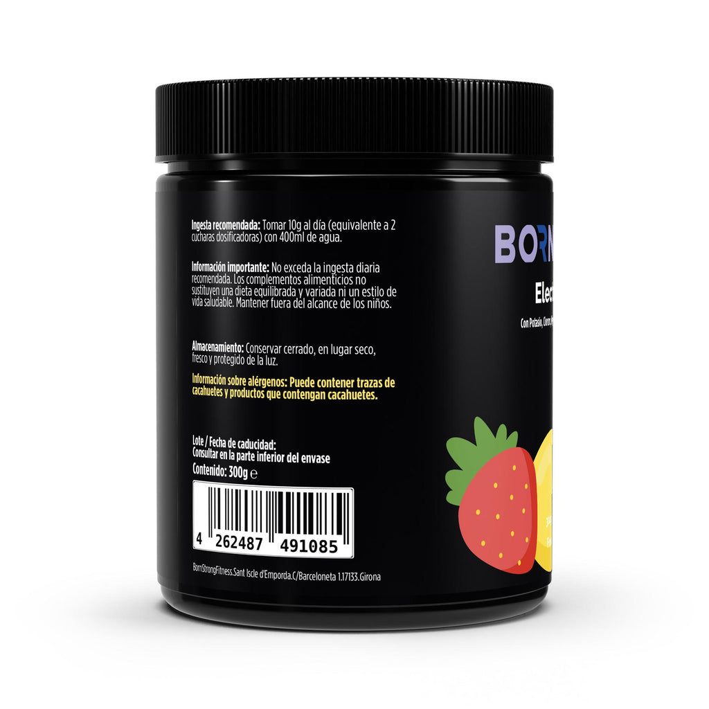 Electrolitos Fresa Limón - Polvo 300 g, ingredientes y valor nutricional para bebidas deportivas