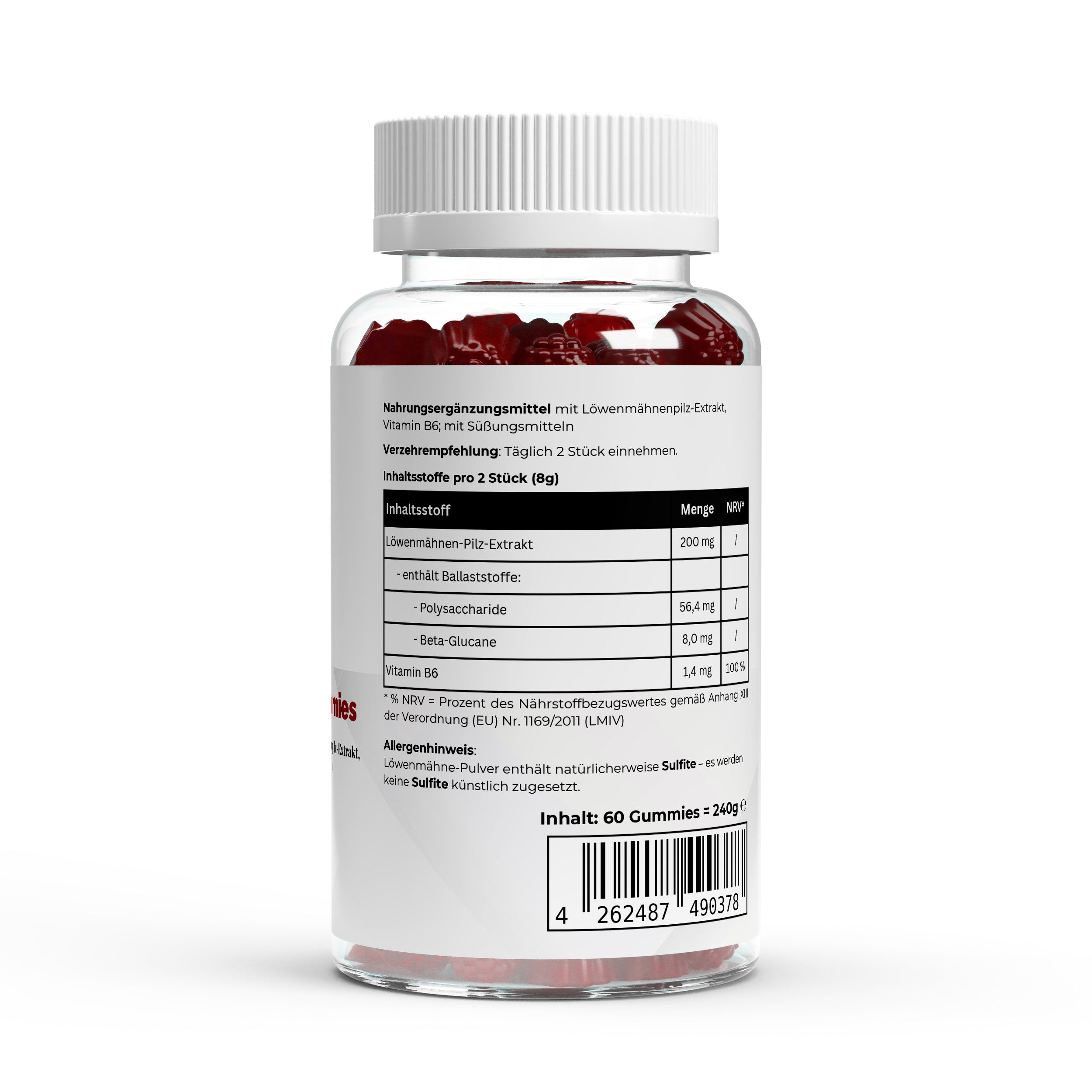 Lion's Mane (Melena de León) + Vitamin B6 Gominolas - 60 pcs.