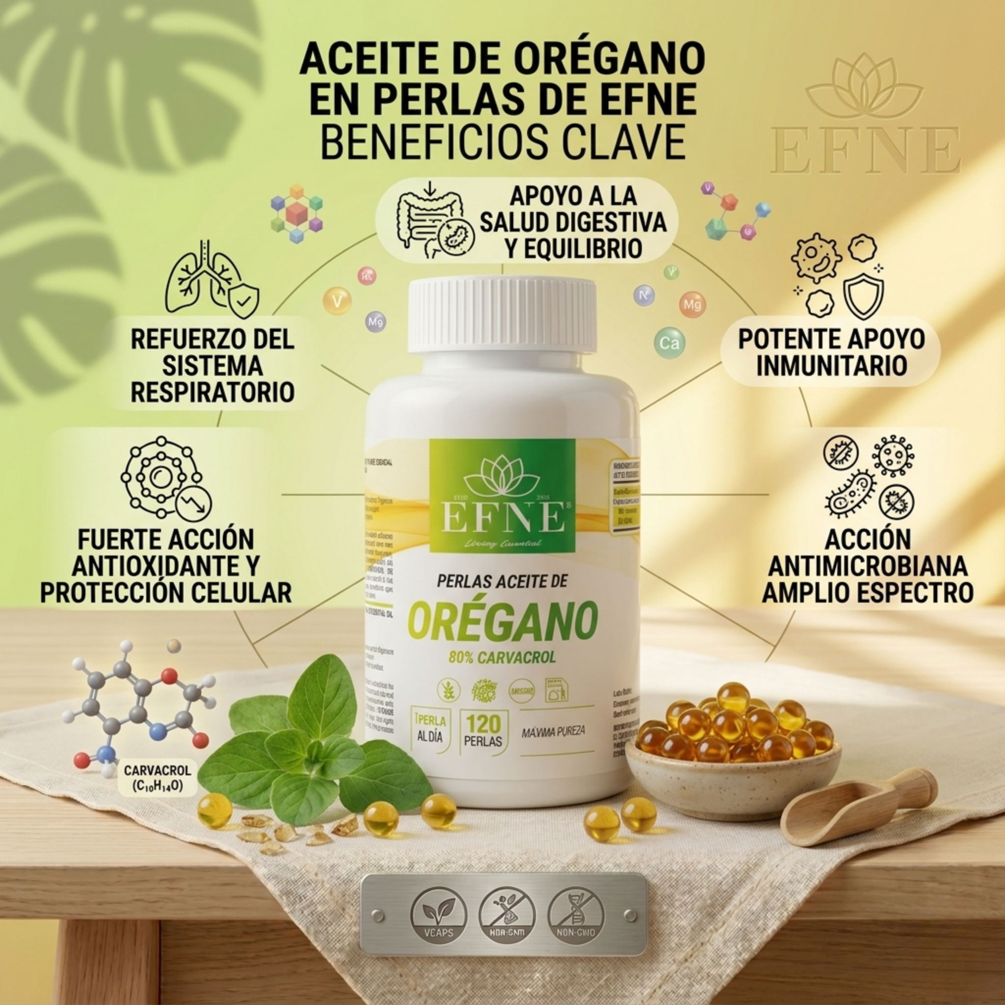 Aceite de Orégano Premium 80% Carvacrol (120 Perlas) - EFNE