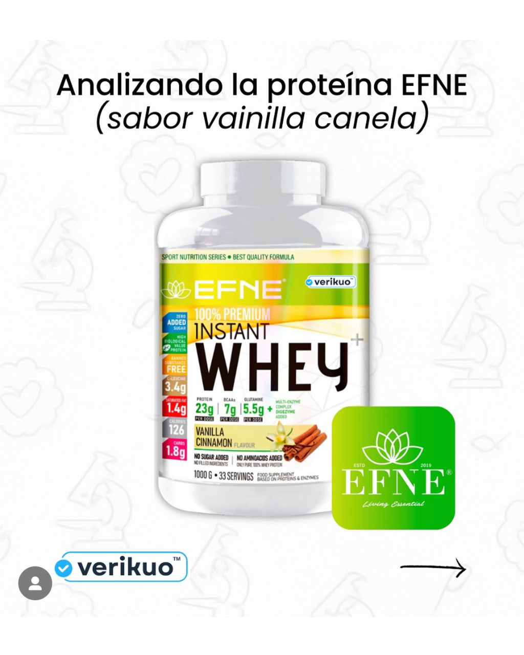 Proteína Whey Vainilla-Canela EFNE | Suave, Ligera y Efectiva con DigeZyme® (1kg / 2kg)