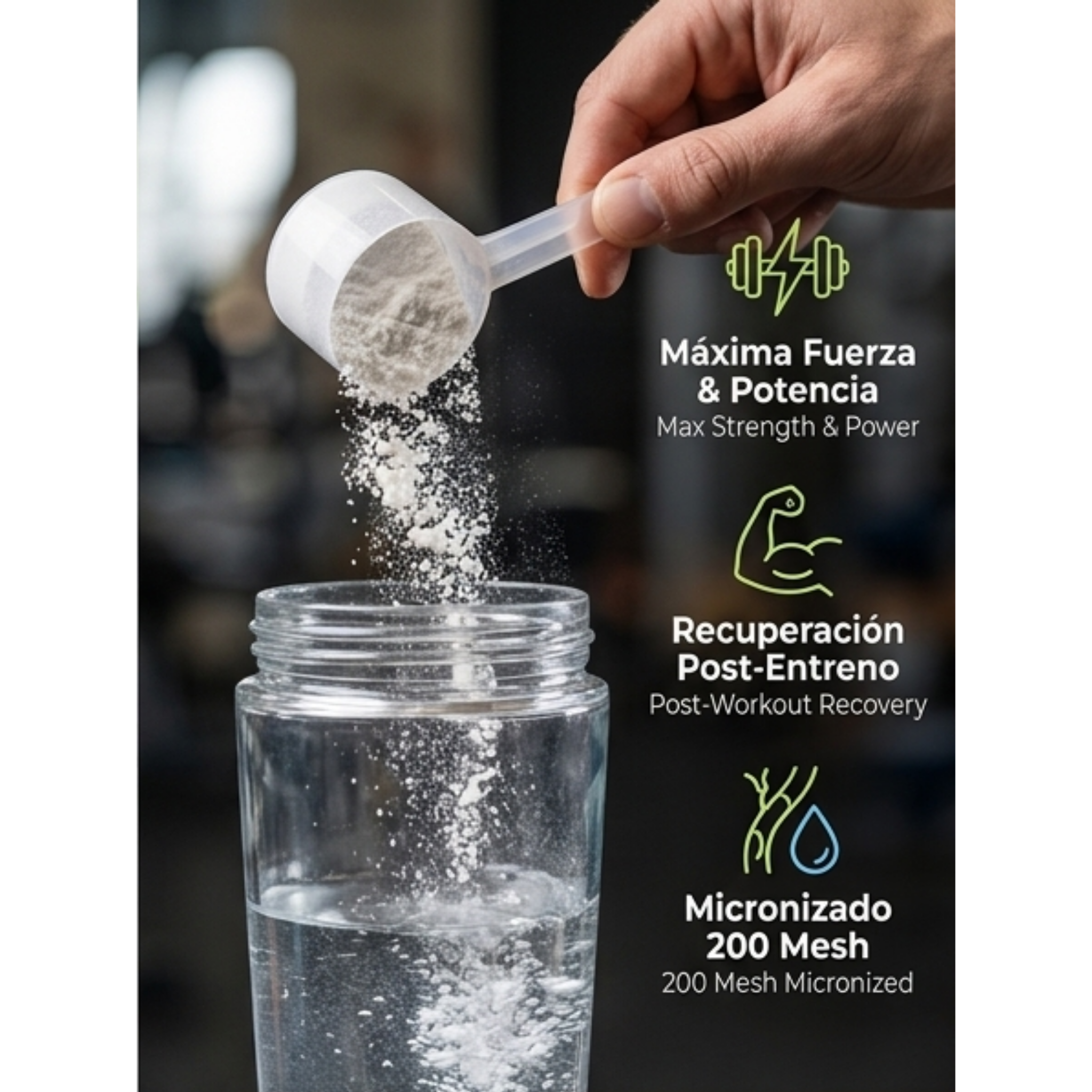 Creatina Monohidrato EFNE – 200 Mesh Micronizada de Alta Absorción