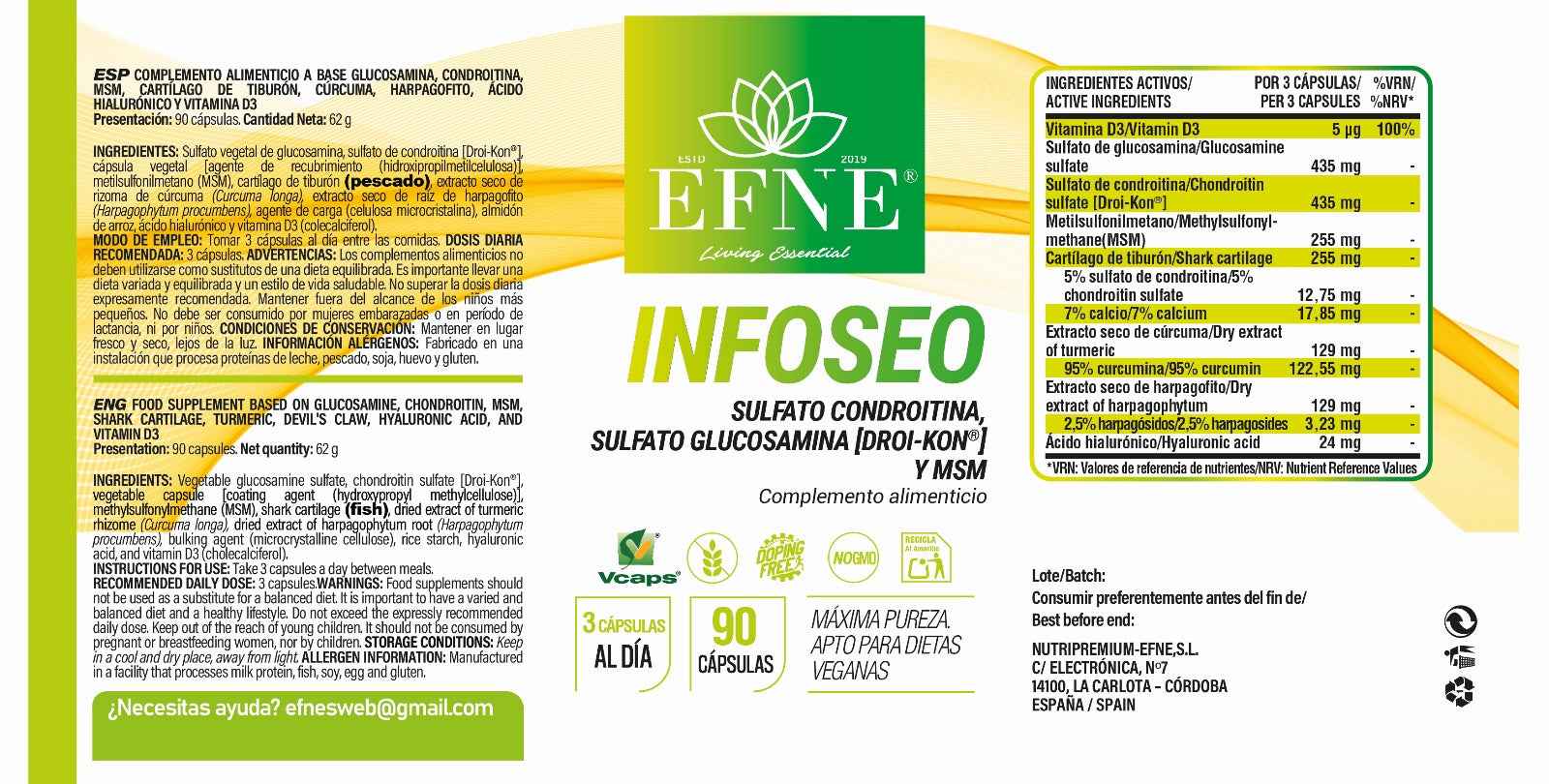 INFOSEO EFNE — 90 cápsulas Articulaciones y cartílago
