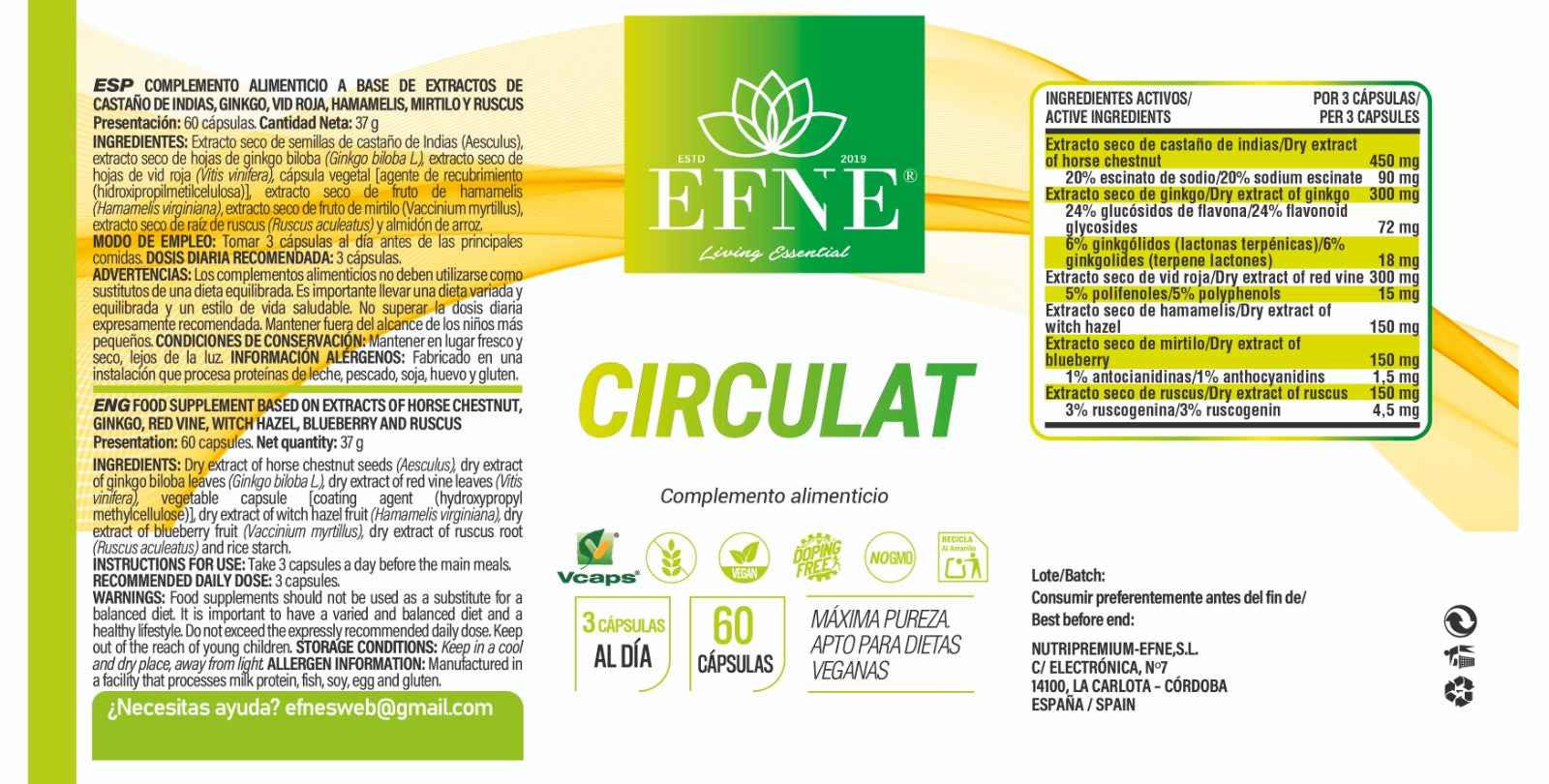 CIRCULAT EFNE — 60 cápsulas Bienestar circulatorio
