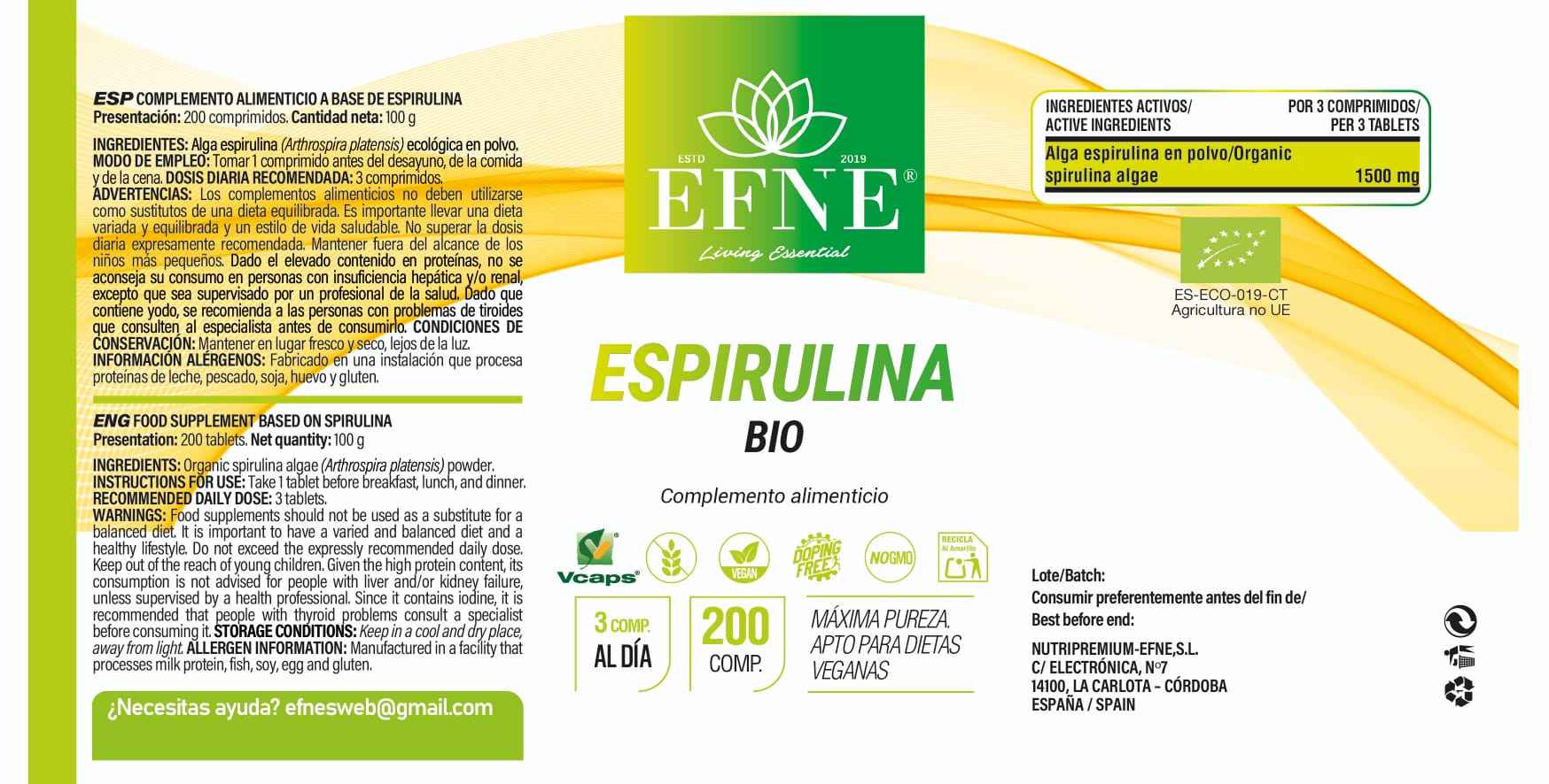 Espirulina BIO EFNE — 200 comprimidos