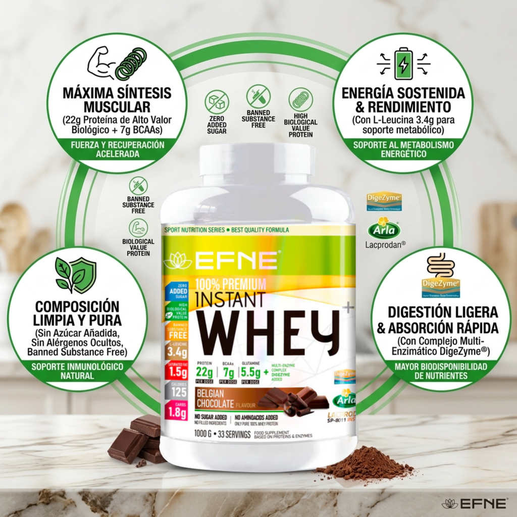 Proteína Whey Chocolate EFNE | Sabor Clásico y Potente con DigeZyme® (1kg / 2kg)