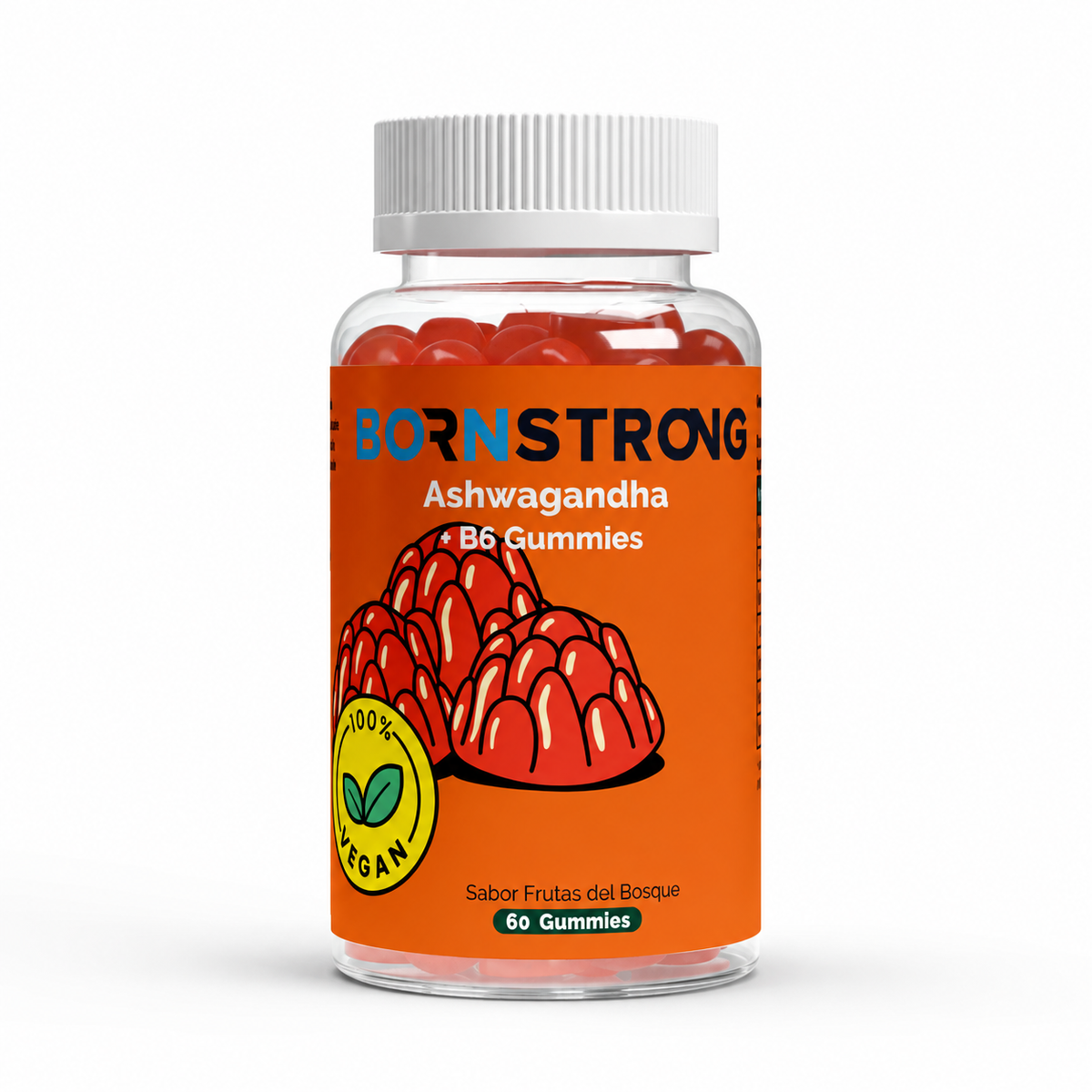 Gominolas Premium de Ashwagandha y vitamina B6, 60 unidades, sabor frutas del bosque