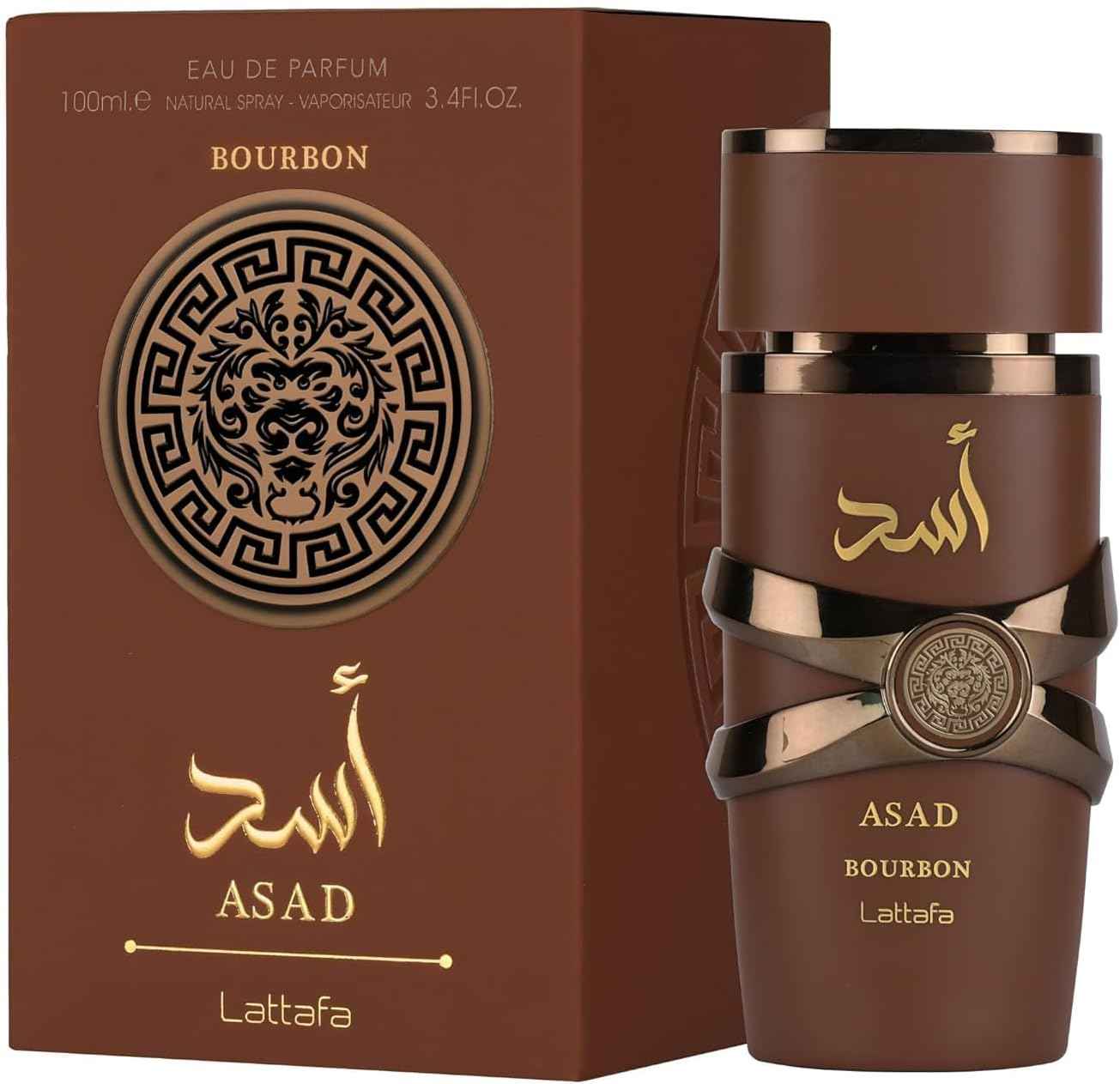 LATTAFA ASAD BOURBON Eau de Parfum Spray Unisex - Fragancia Sofisticada con Notas de Pimienta Rosa, Lavanda y Vainilla Bourbon