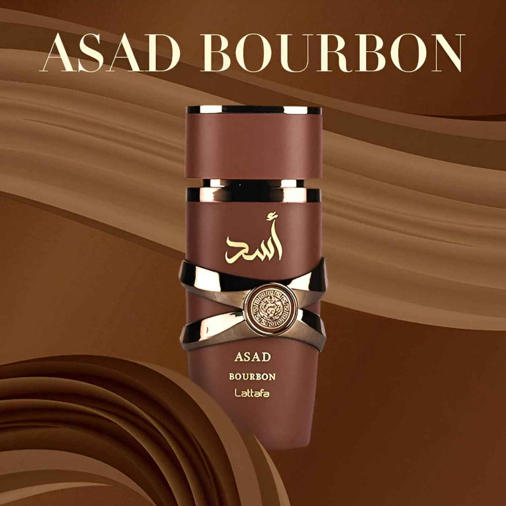 LATTAFA ASAD BOURBON Eau de Parfum Spray Unisex - Fragancia Sofisticada con Notas de Pimienta Rosa, Lavanda y Vainilla Bourbon