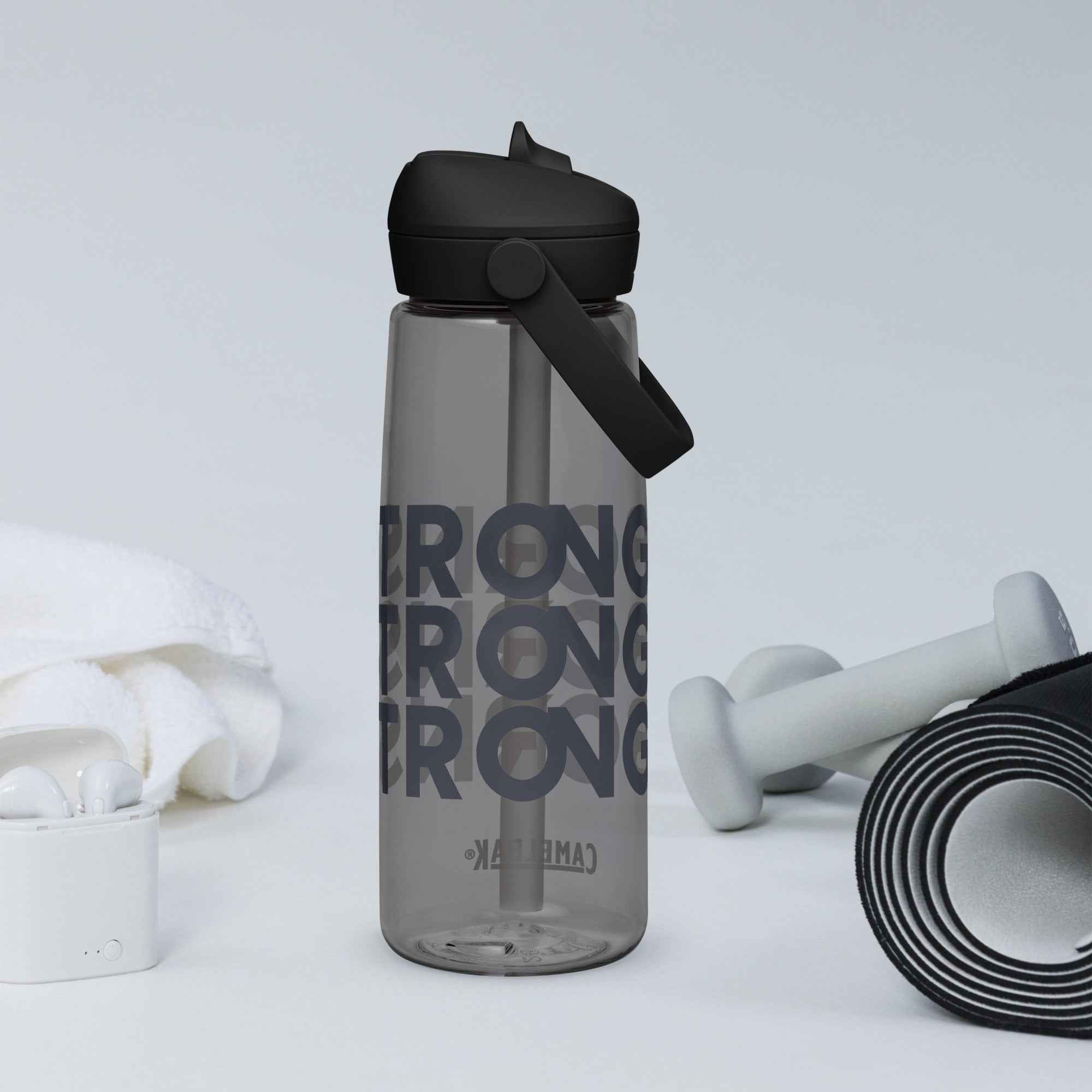 Flip straw water bottle