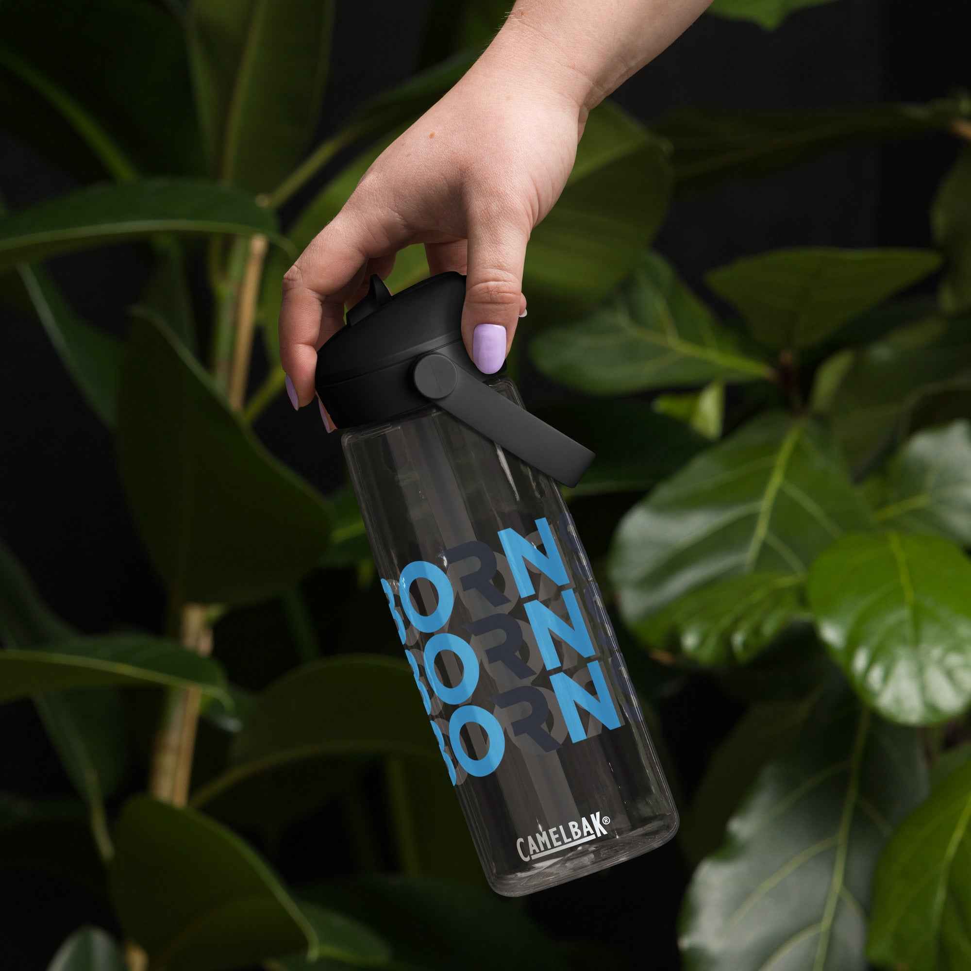 Flip straw water bottle