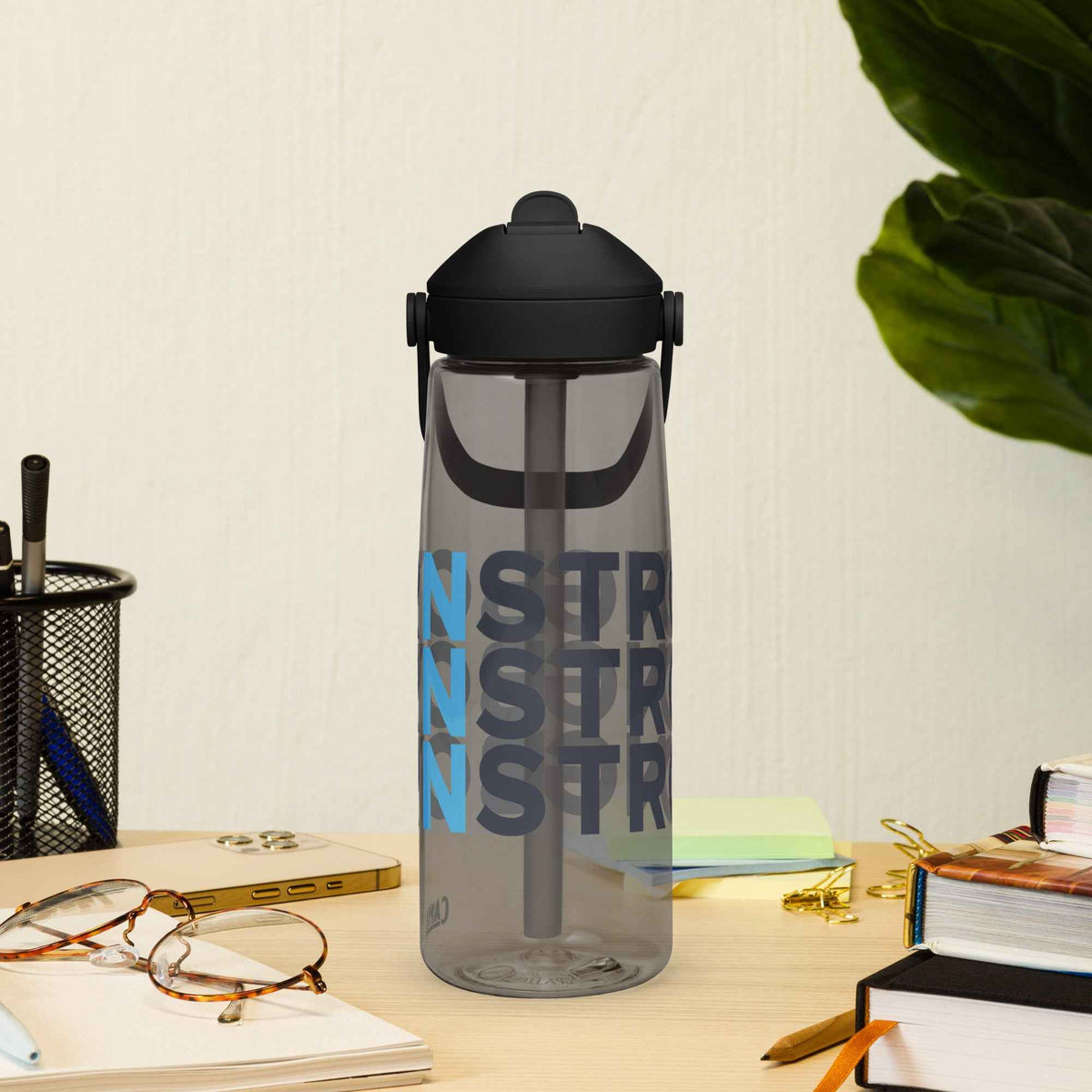 Flip straw water bottle