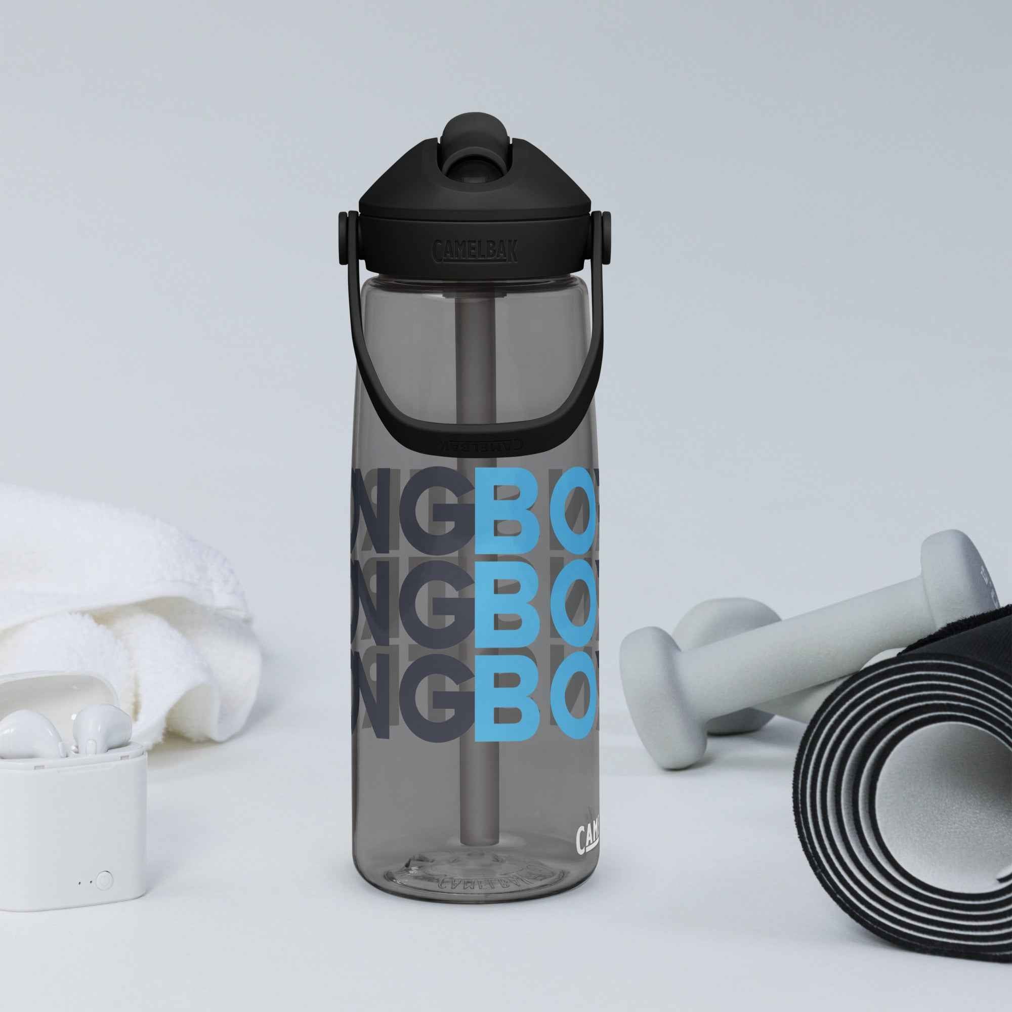 Flip straw water bottle