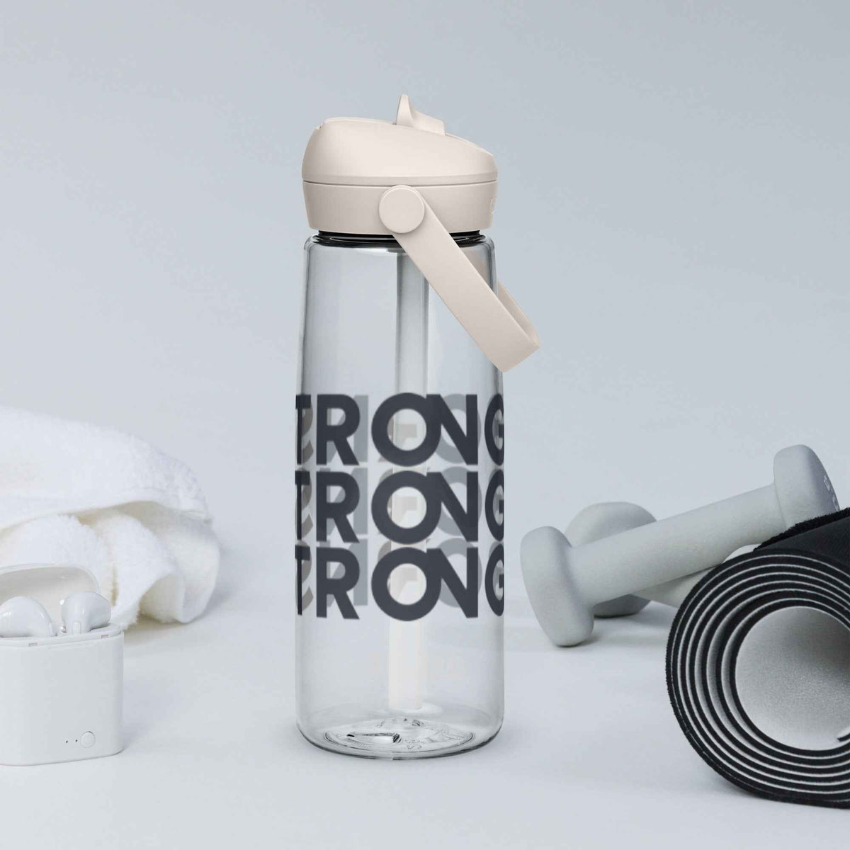 Flip straw water bottle