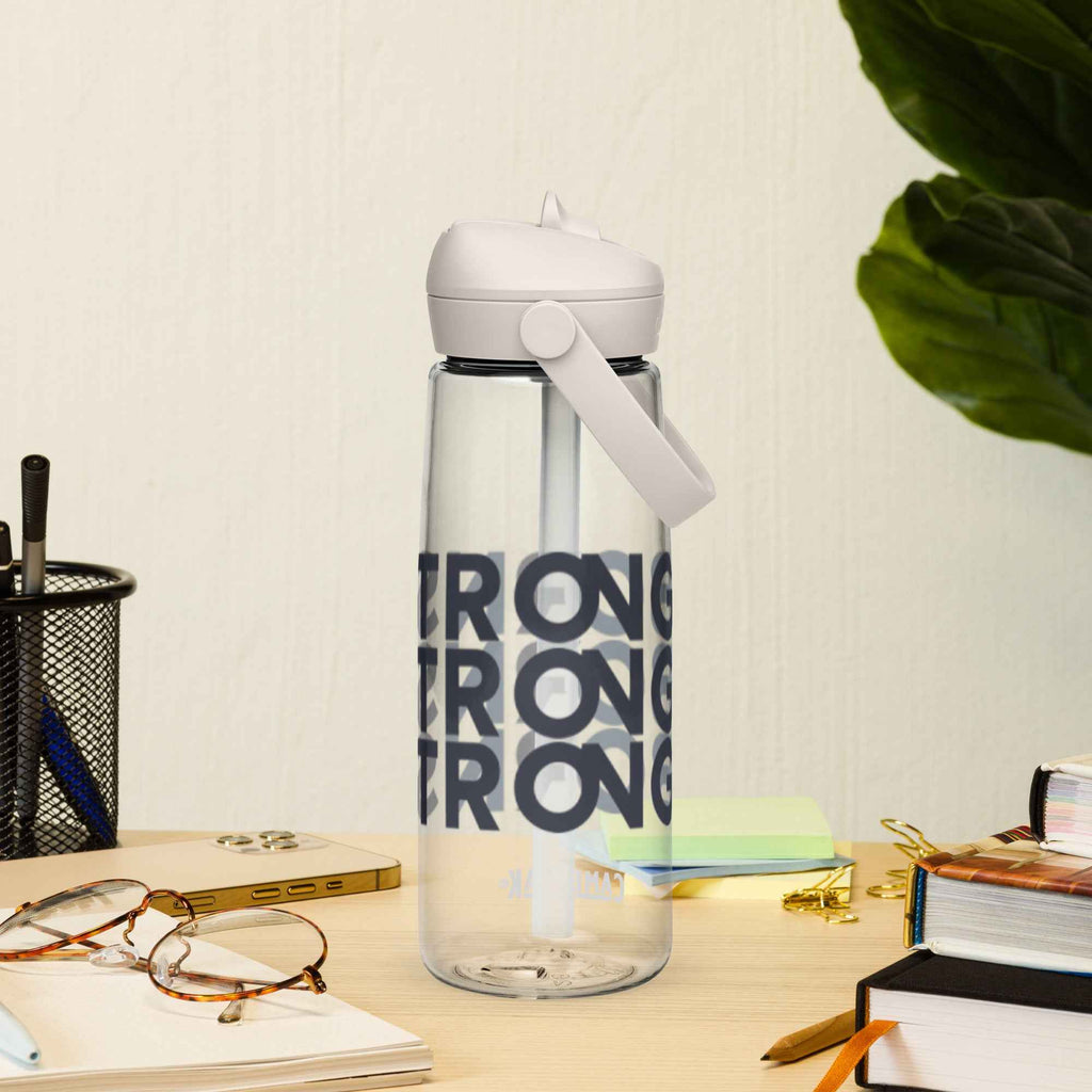 Flip straw water bottle
