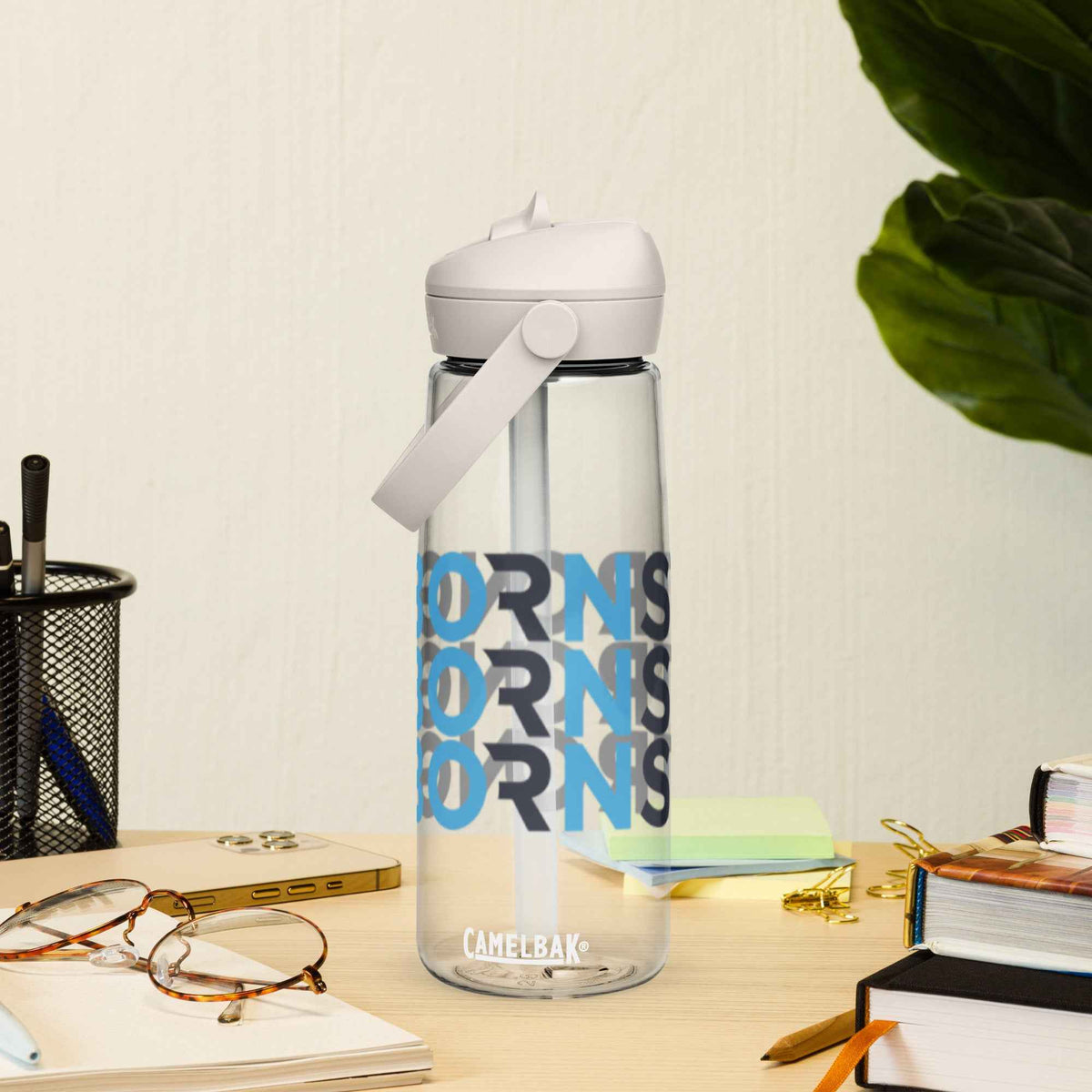 Flip straw water bottle