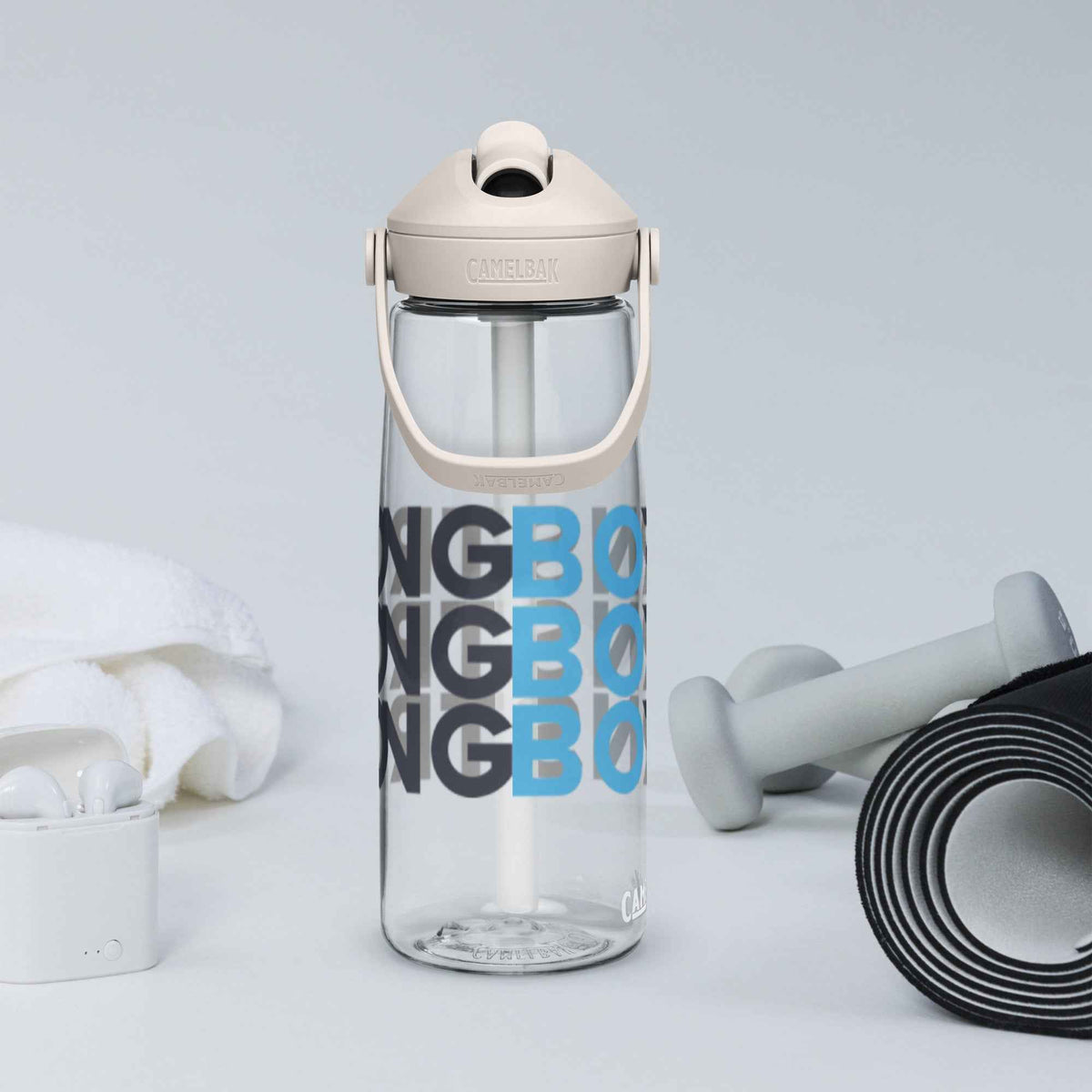 Flip straw water bottle