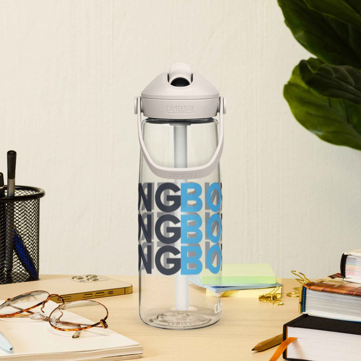 Flip straw water bottle