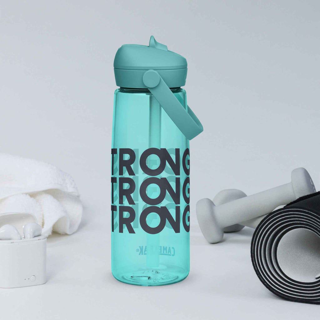 Flip straw water bottle