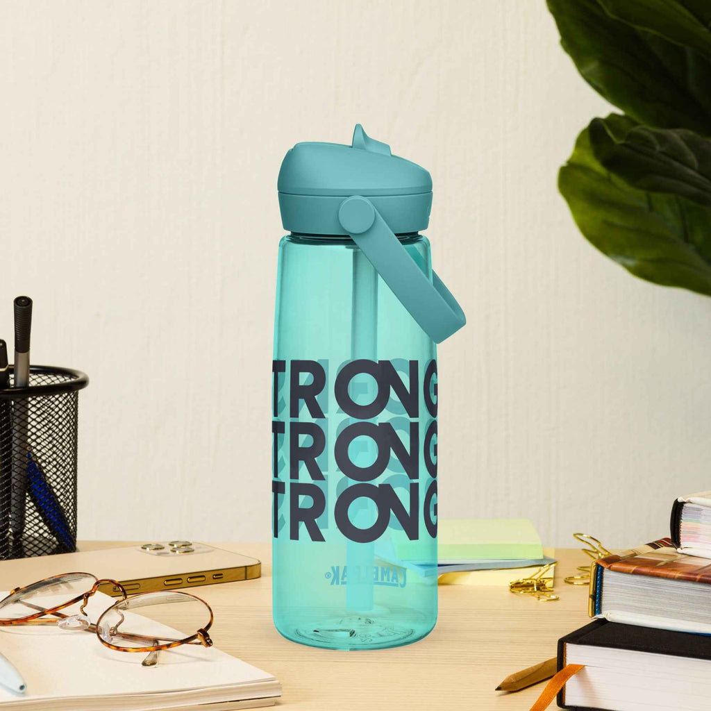Flip straw water bottle
