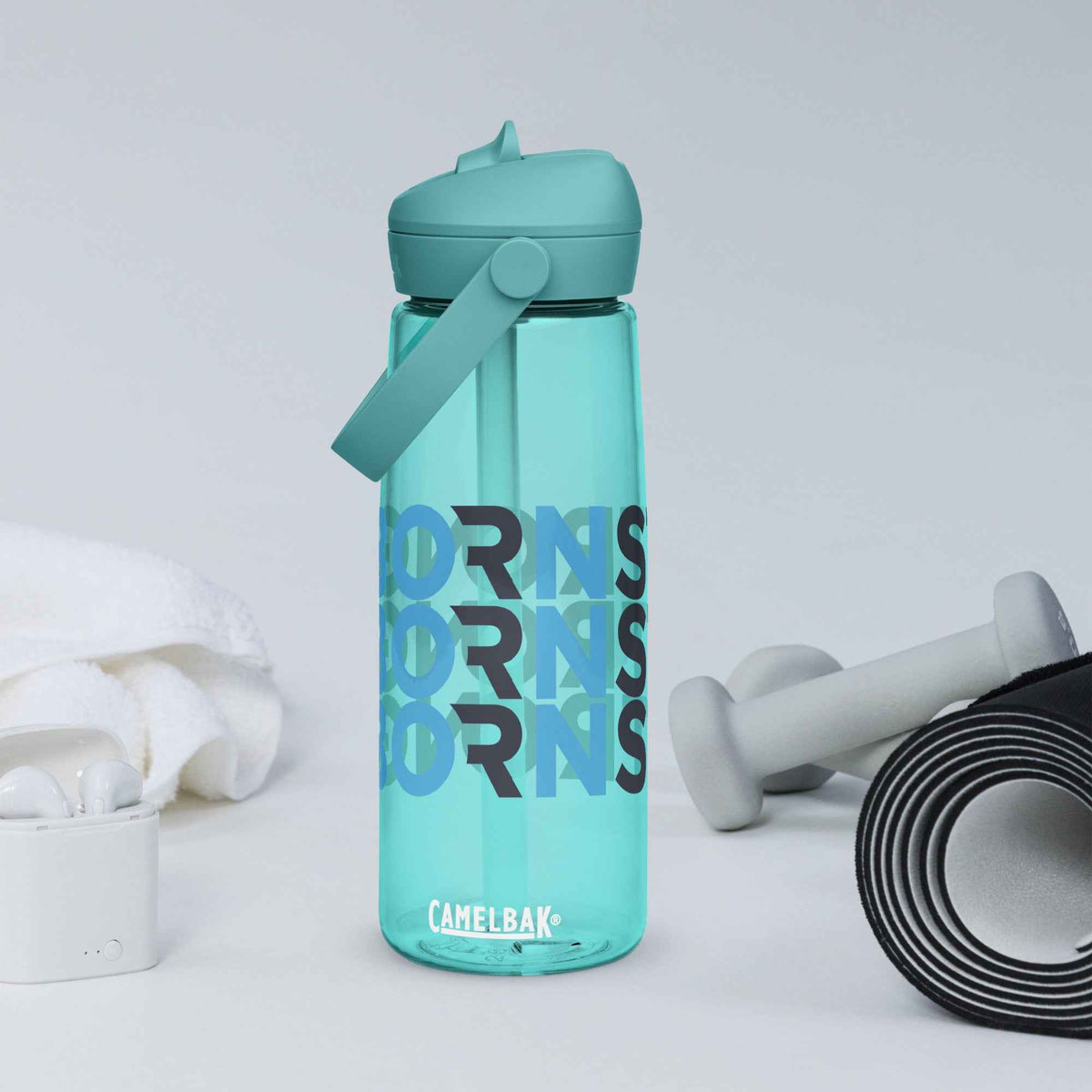 Flip straw water bottle